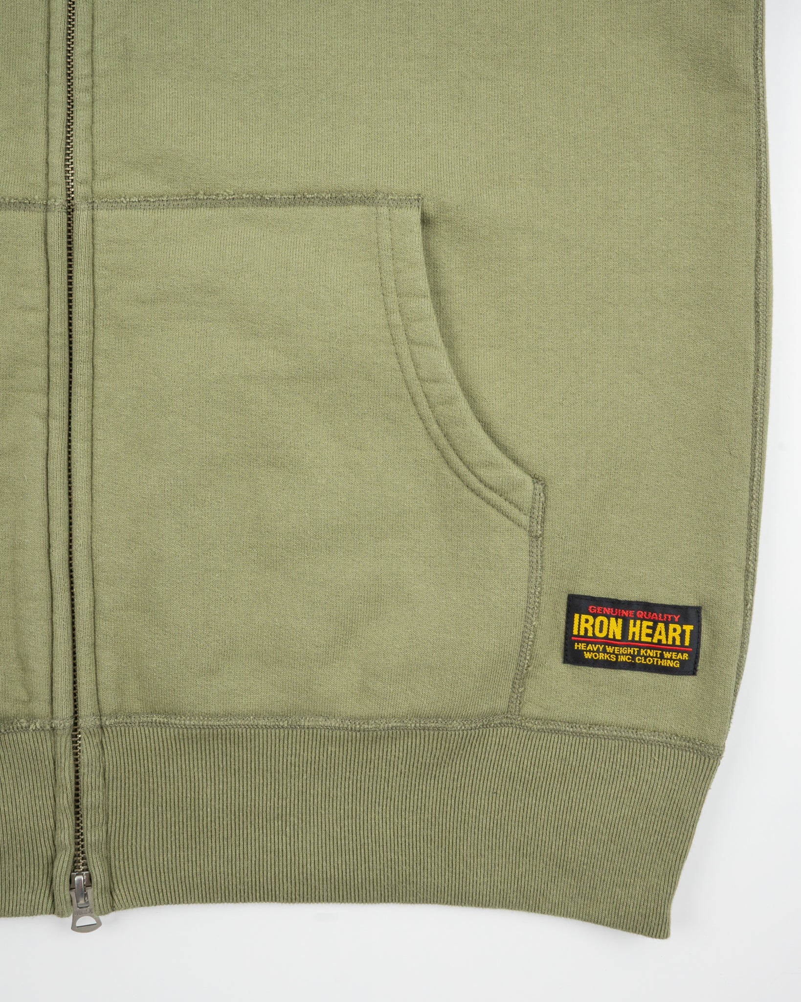 IHSW-10-OLV 14oz Ultra Heavy Loopwheel Cotton Zip Hoodie Olive