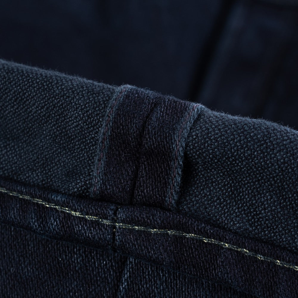 IH-888SBR-14od 14oz Broken Twill Selvedge Denim Relaxed Taper Indigo Overdyed Black