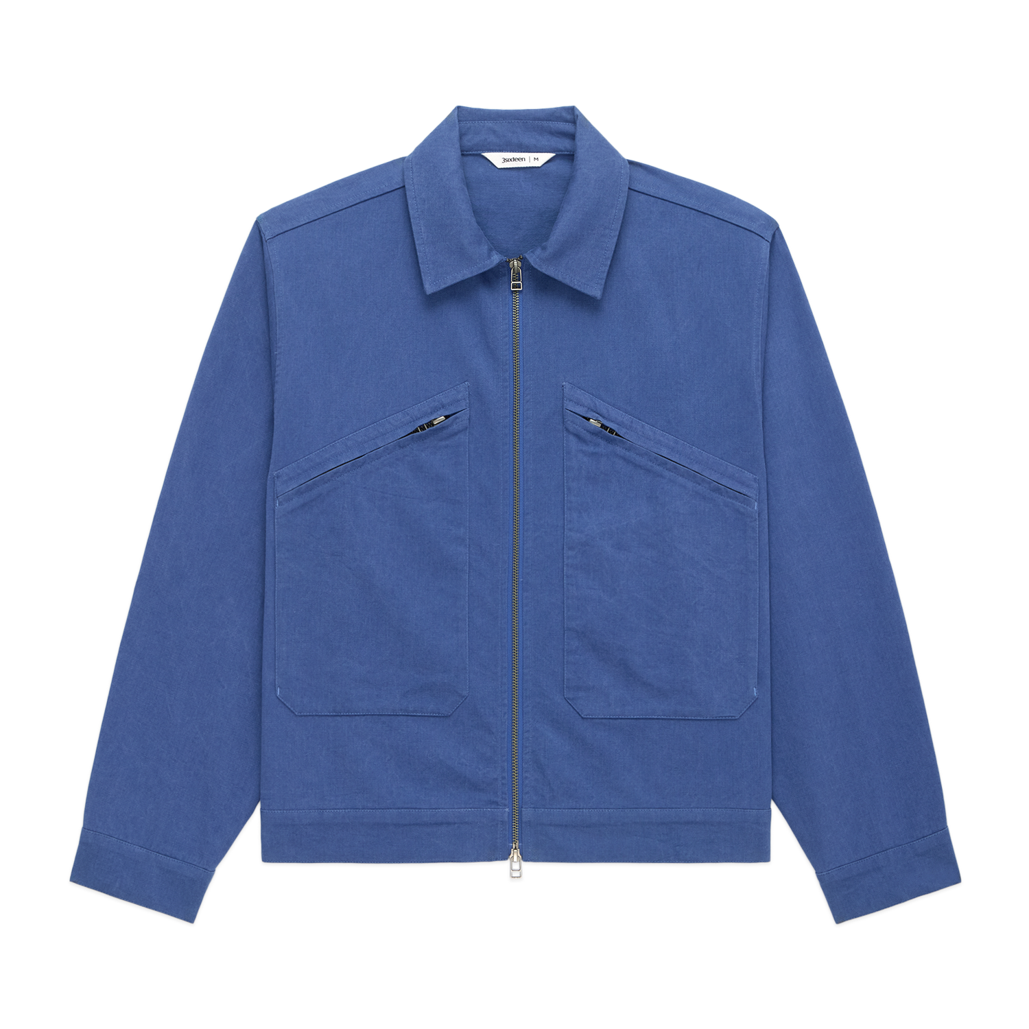 Blue jacket with a collar on a white background