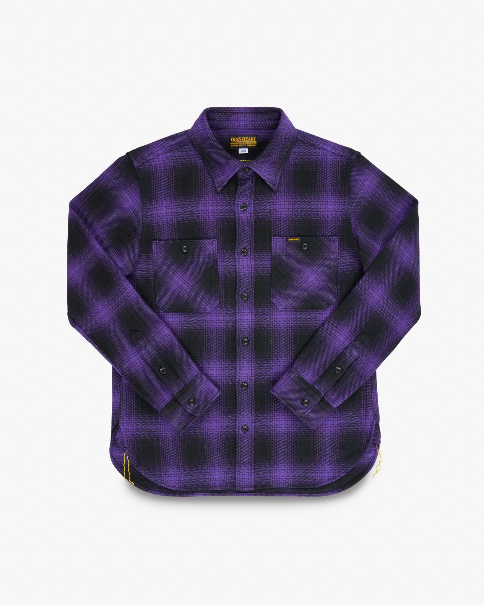 IHSH-265-PUR Ultra Heavy Flannel Ombré Check Work Shirt Purple/Black