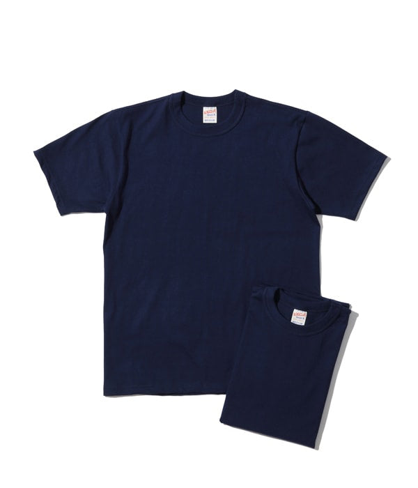 Navy blue t-shirt and shorts set on a white background