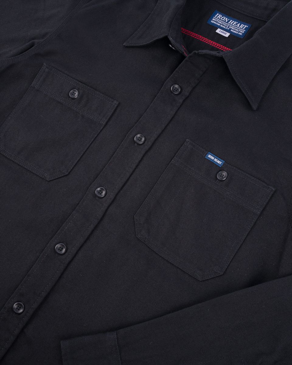 IHSH-414-BLK 9oz Cotton Linen Work Shirt Black