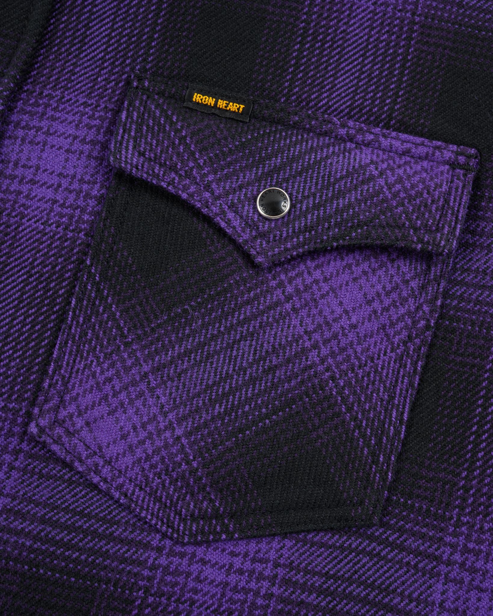 IHSH-264-PUR Ultra Heavy Flannel Ombré Check Western Shirt Purple/Black