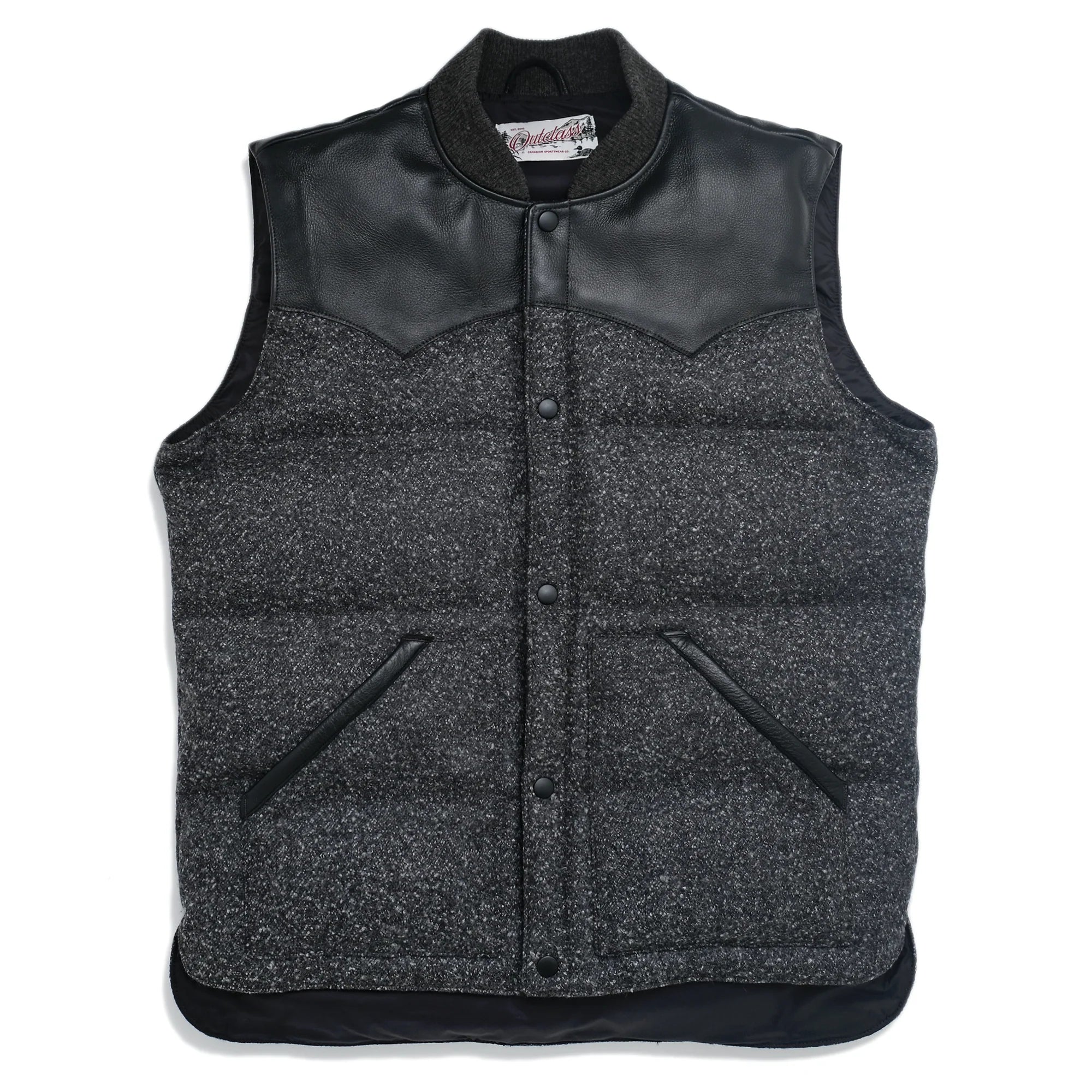 Black Marl Wool Down Vest Black