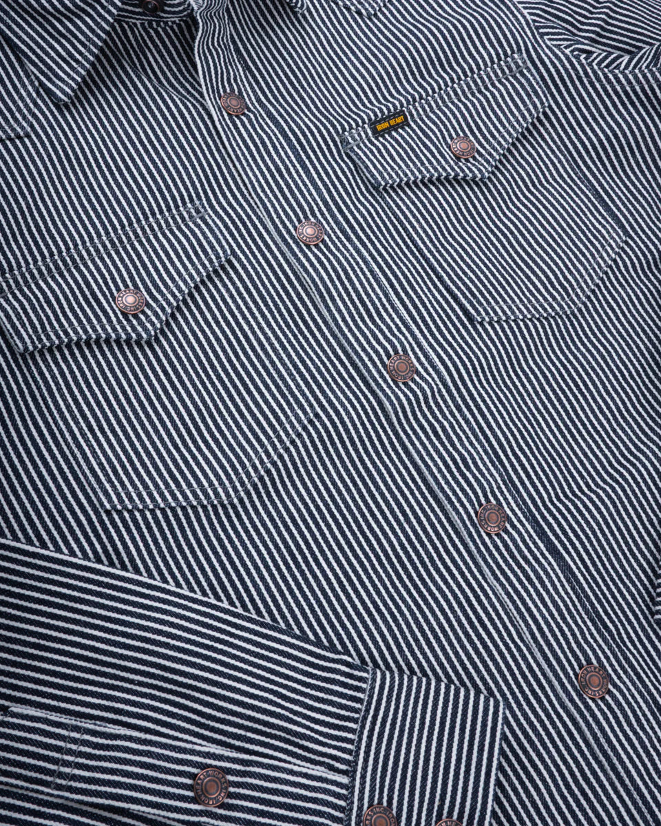 IHSH-421-IND 12oz Hickory Stripe CPO Shirt Indigo