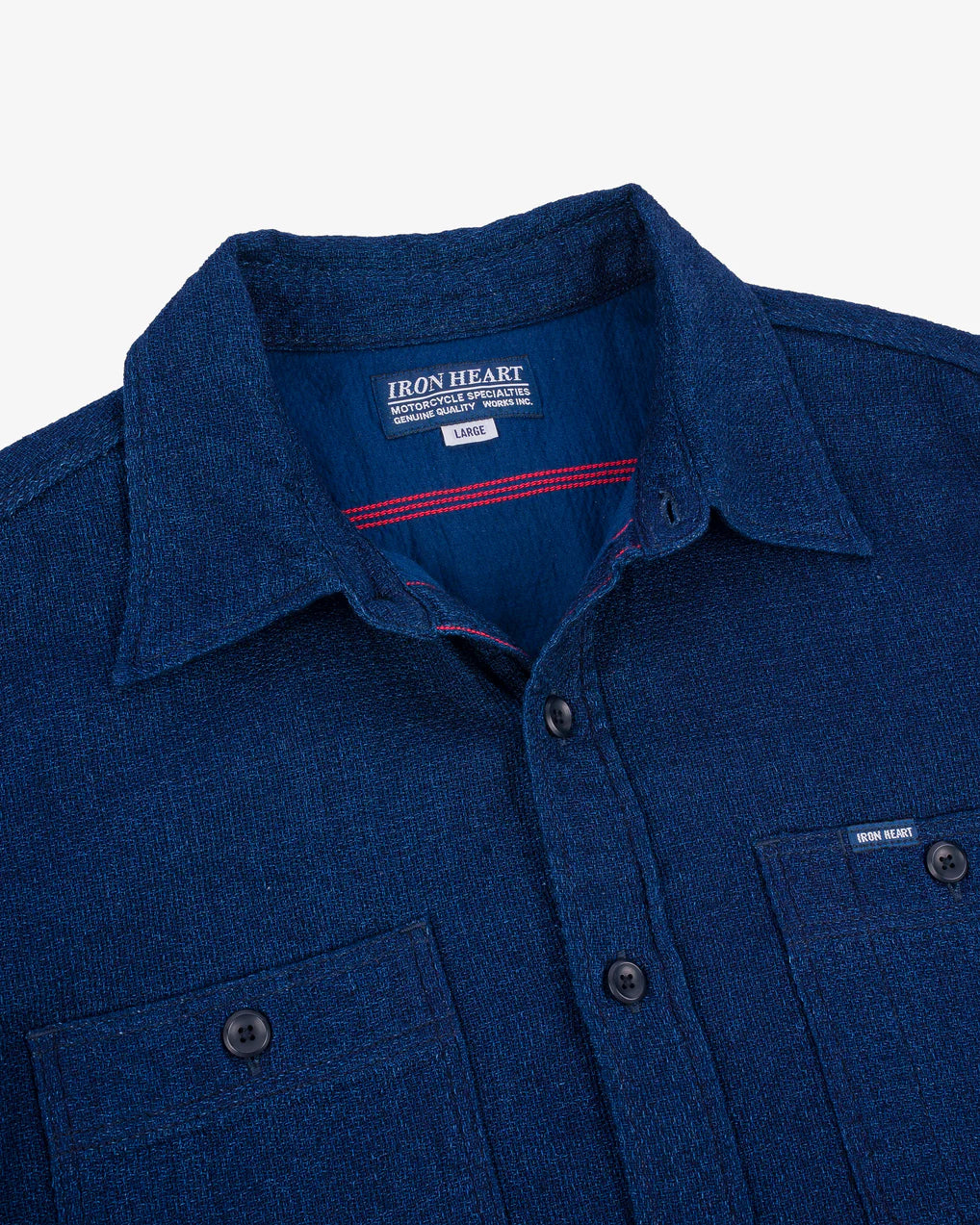 IHSH-417-IND 5oz Double Gauze Short Sleeved Work Shirt Indigo