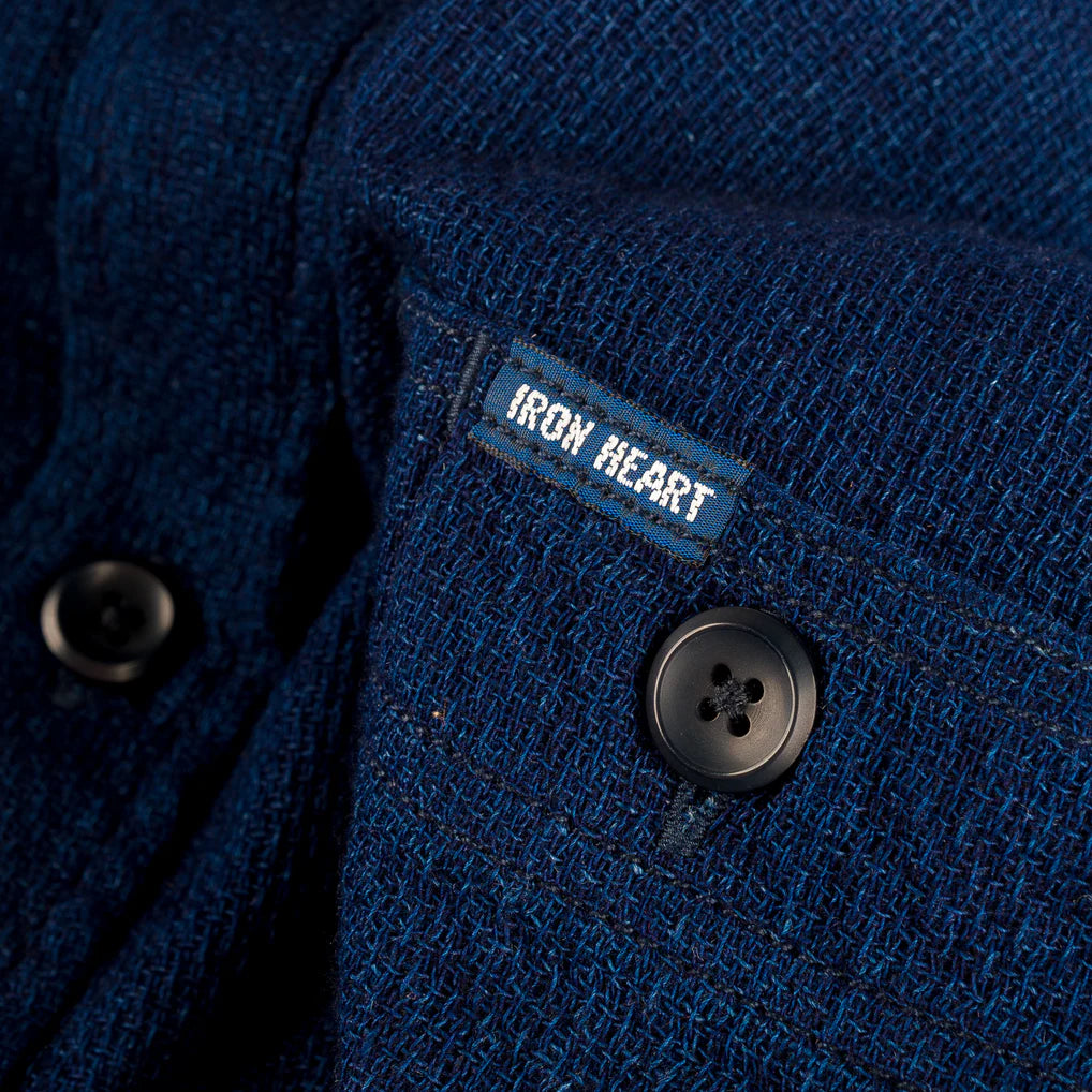 IHSH-417-IND 5oz Double Gauze Short Sleeved Work Shirt Indigo