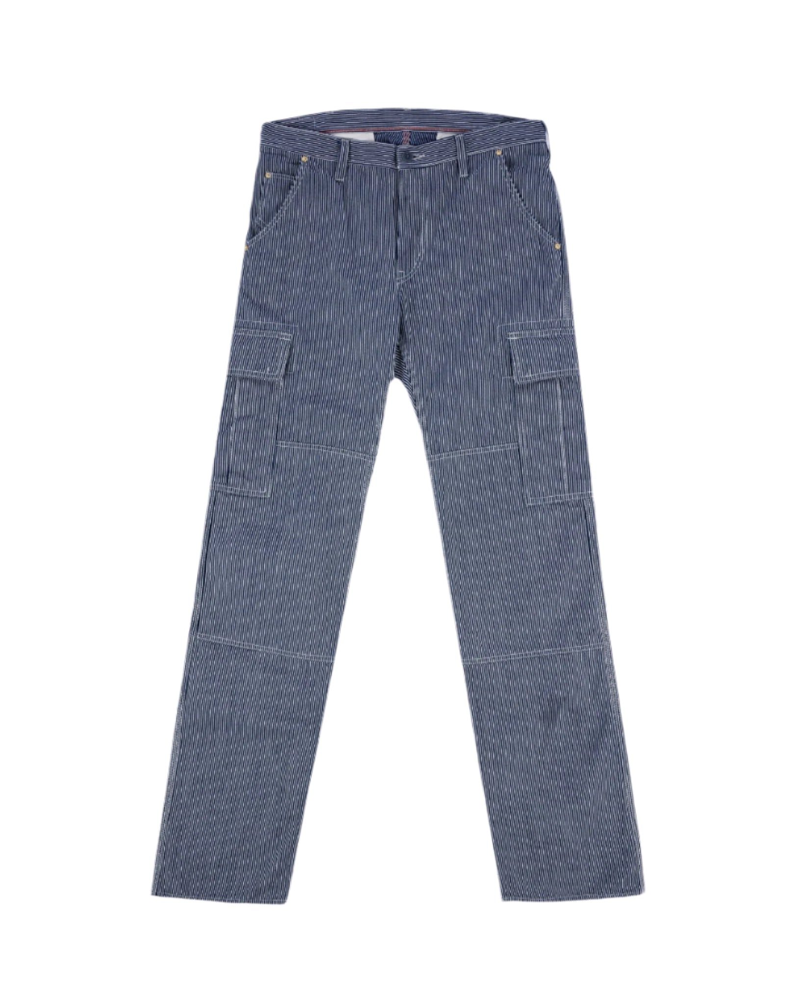 IH-739-IND 10.5oz Narrow Stripe Hickory Cargo Pants Indigo
