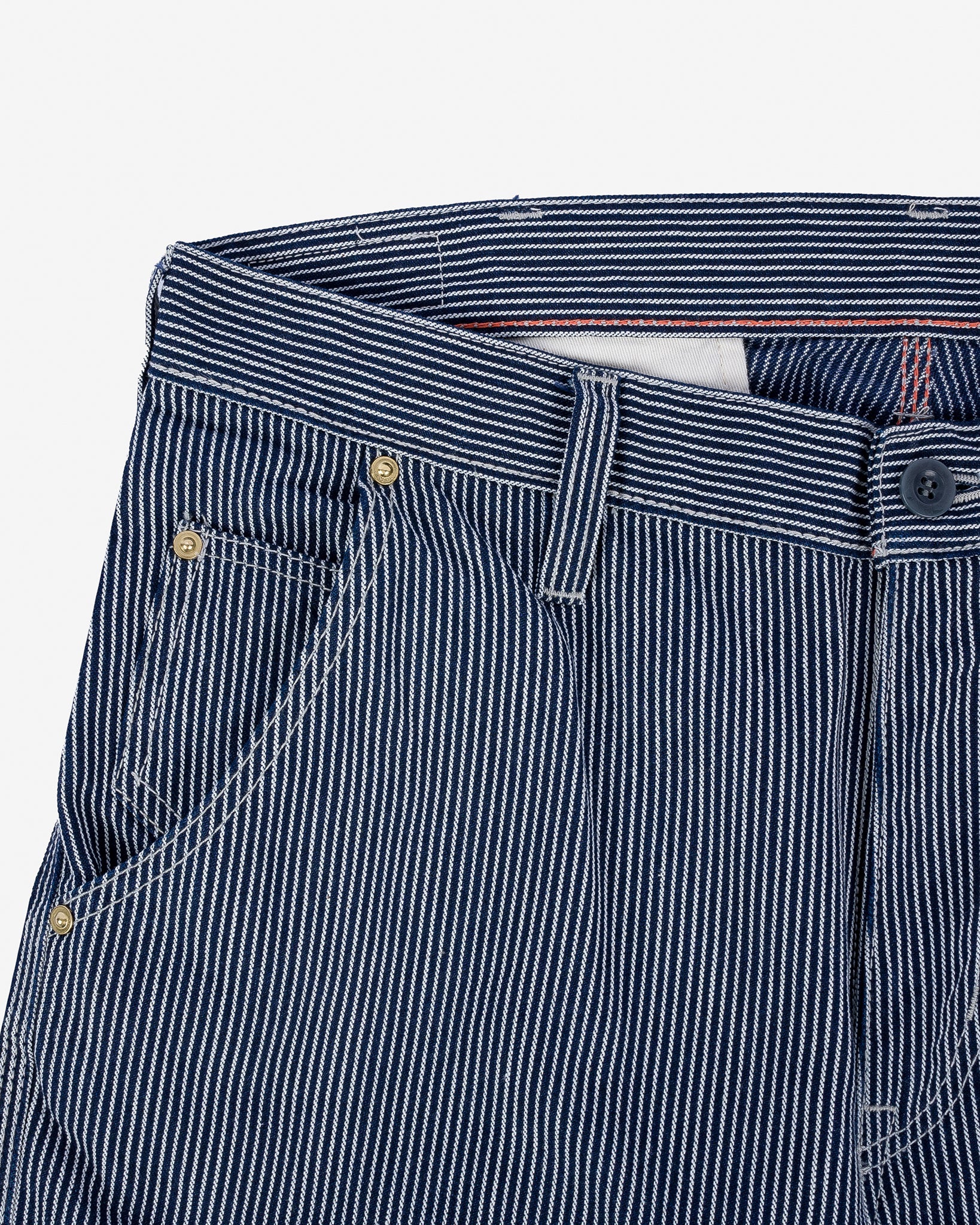 IH-739-IND 10.5oz Narrow Stripe Hickory Cargo Pants Indigo