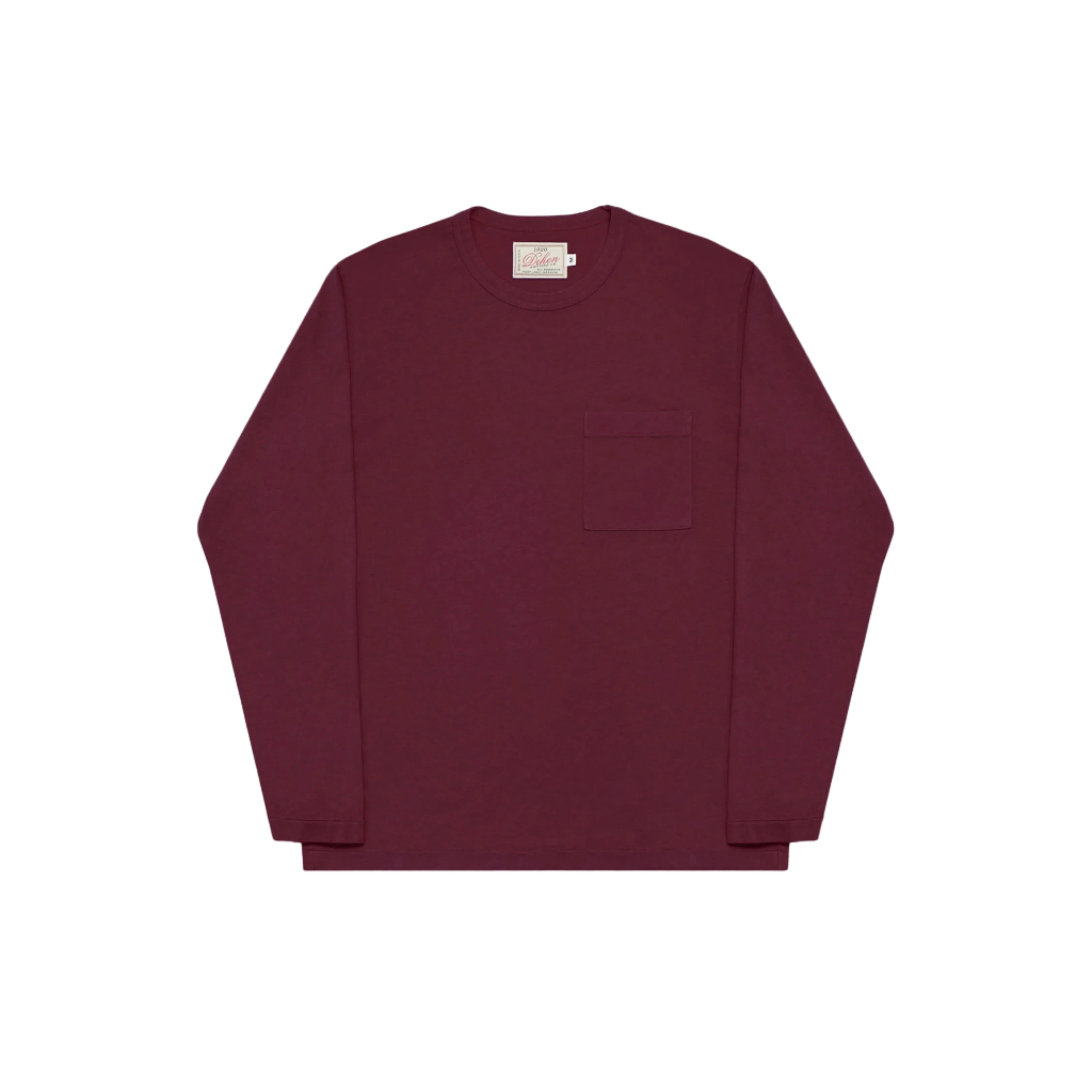 Heavy Duty Long Sleeve Pocket Tee Burgundy