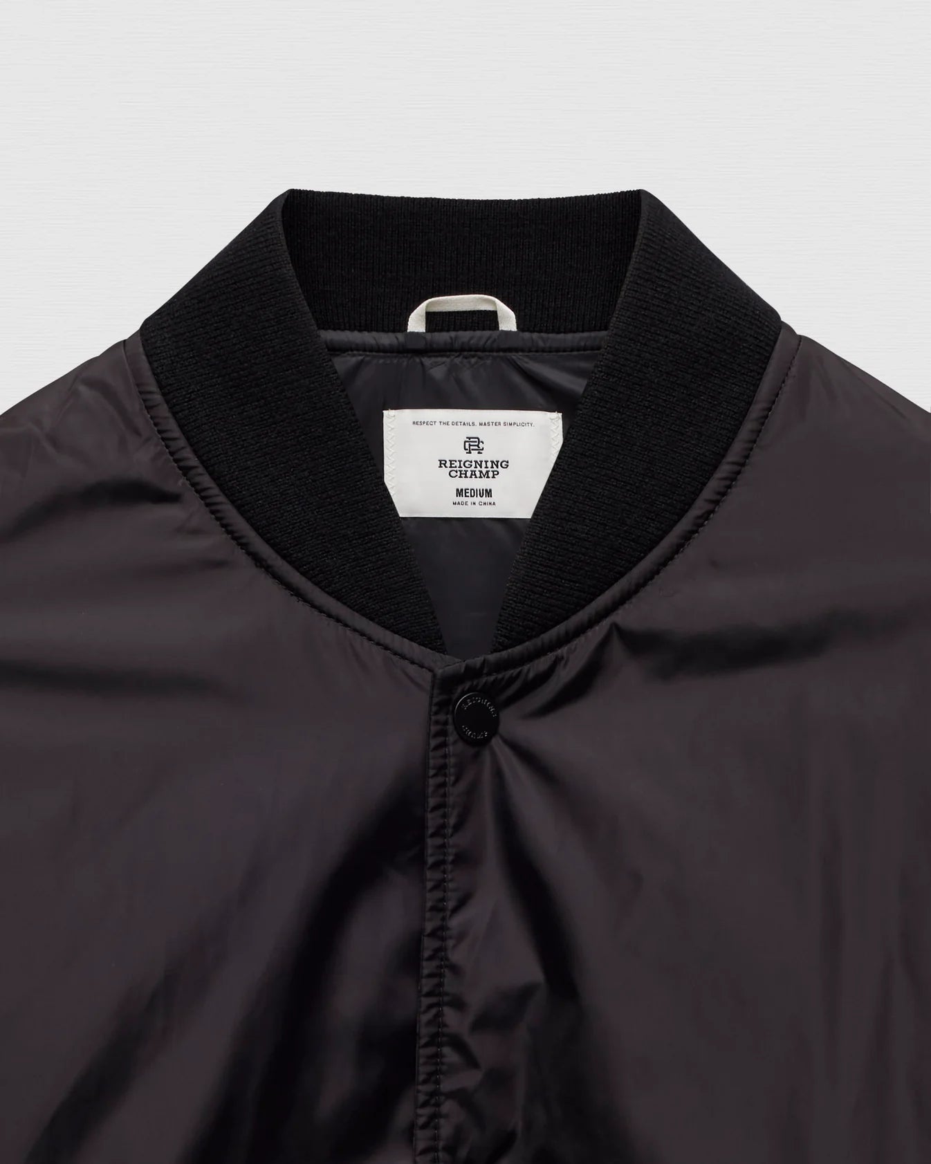 Econyl Satin Nylon Stadium Jacket Black