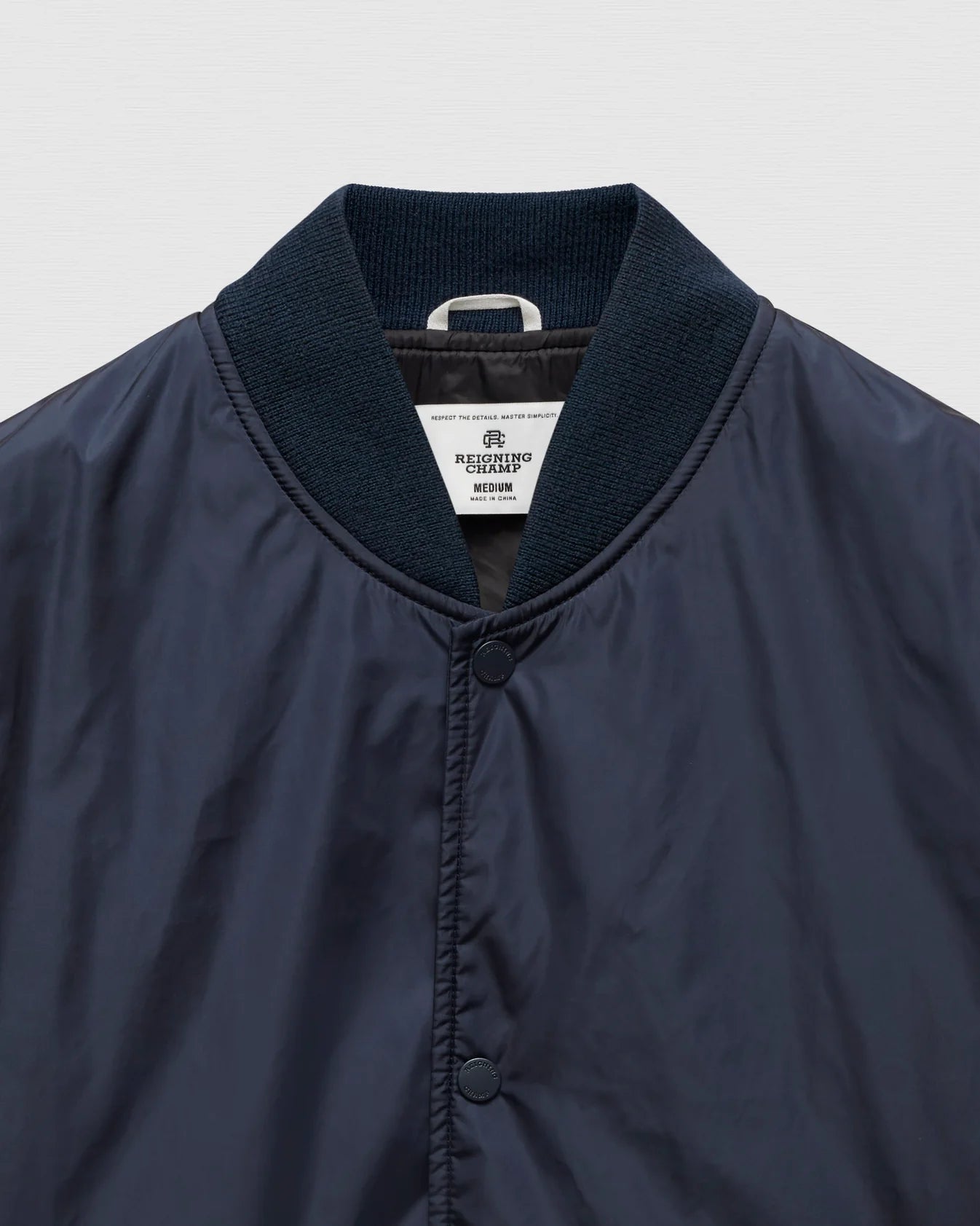 Econyl Satin Nylon Stadium Jacket Navy