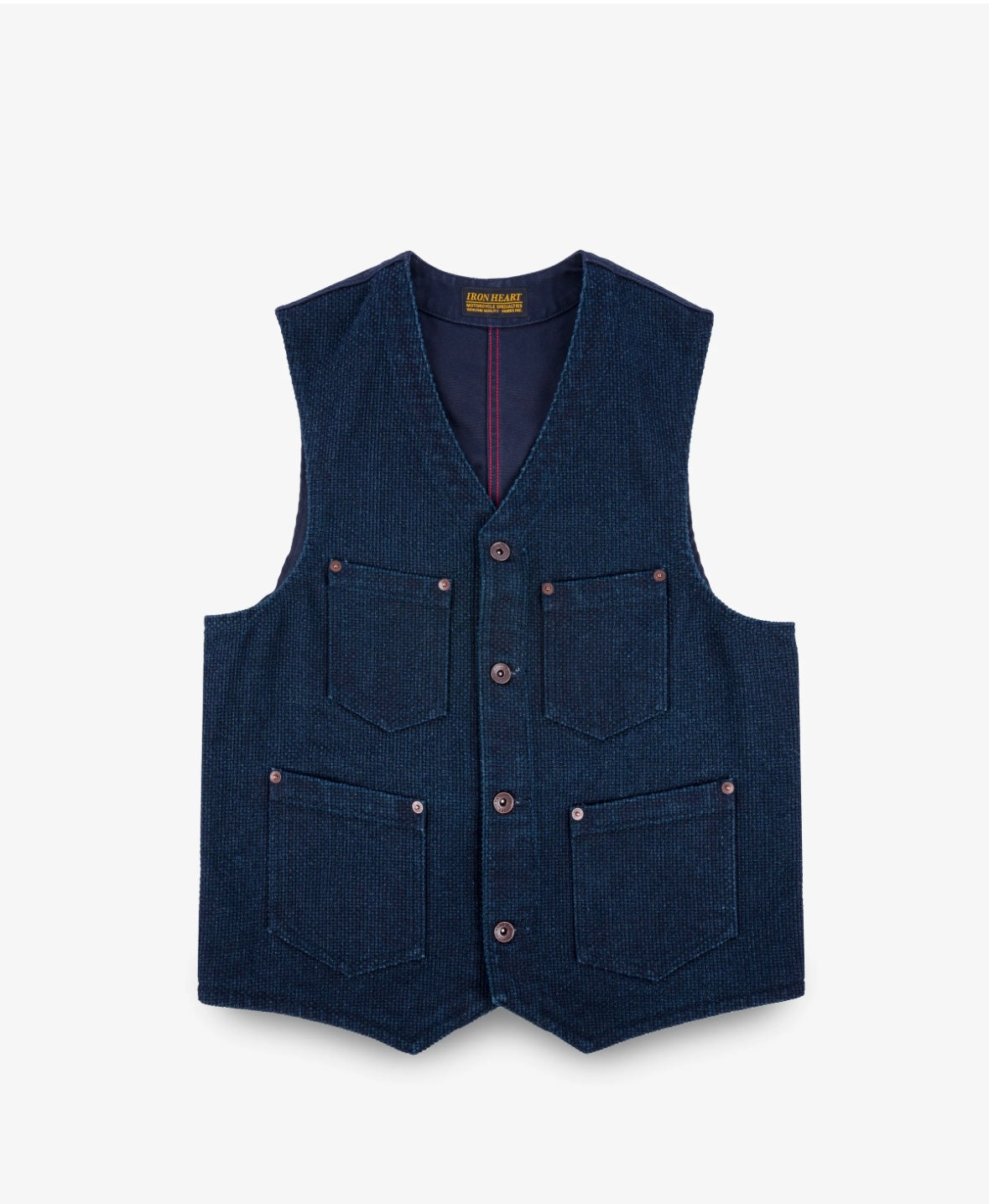 IHV-50-IND 14oz Sashiko Dobby Cloth/Duck Work Vest Indigo