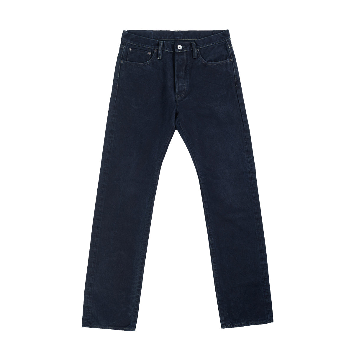 IH-888SBR-14od 14oz Broken Twill Selvedge Denim Relaxed Taper Indigo Overdyed Black