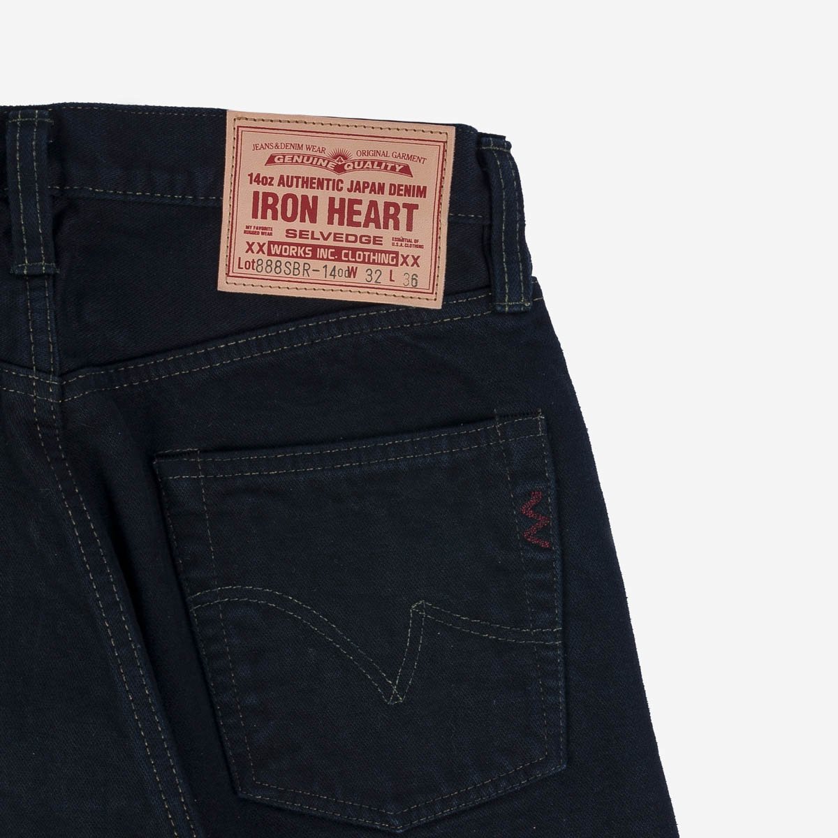 IH-888SBR-14od 14oz Broken Twill Selvedge Denim Relaxed Taper Indigo Overdyed Black