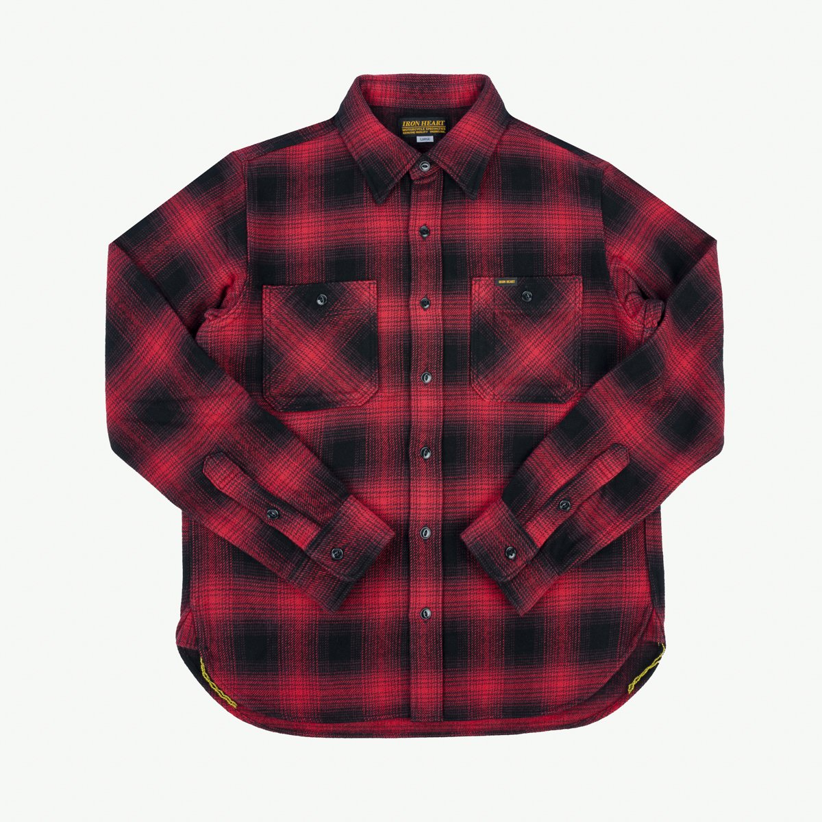 IHSH-265-RED Ultra Heavy Flannel Ombré Check Work Shirt Red/Black