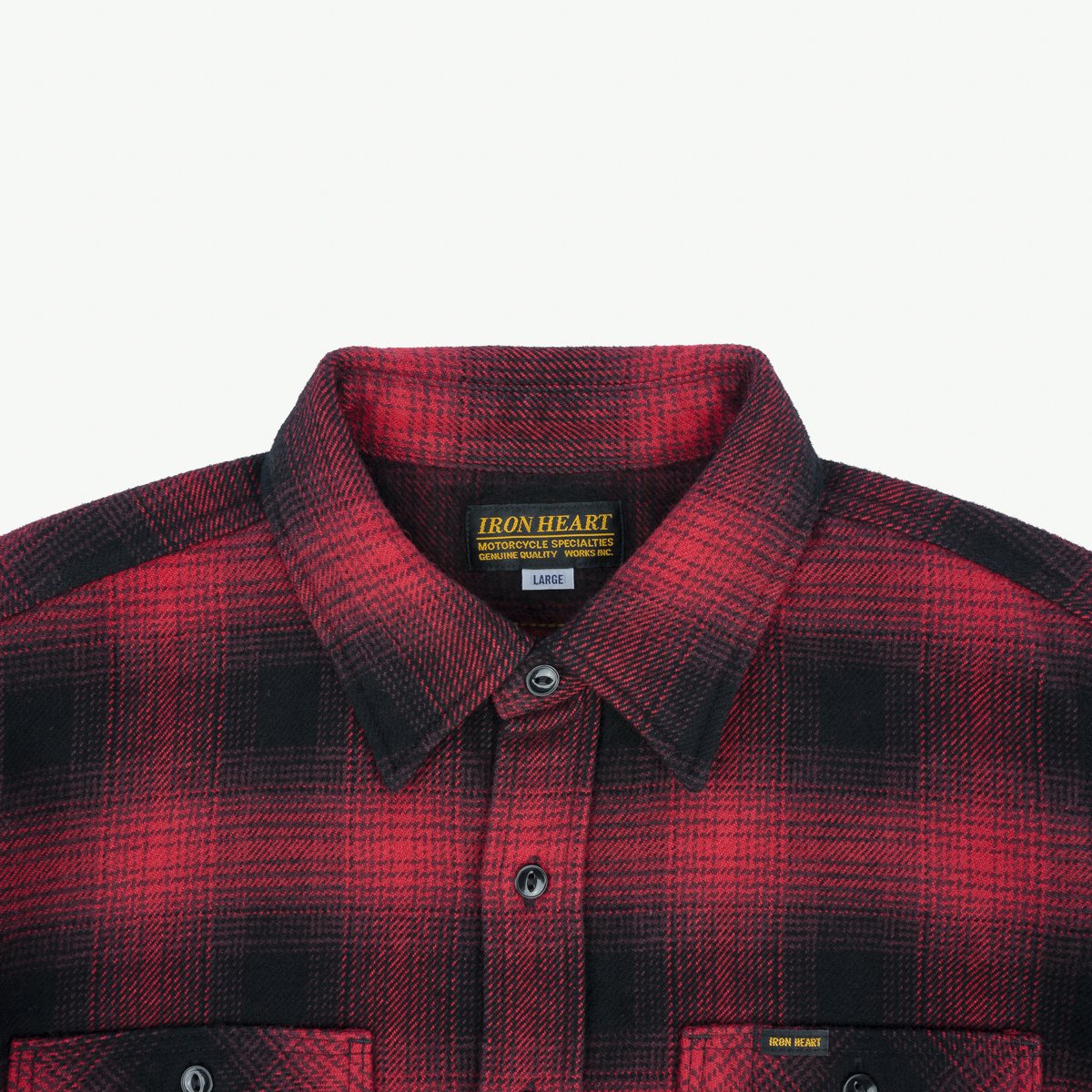 IHSH-265-RED Ultra Heavy Flannel Ombré Check Work Shirt Red/Black