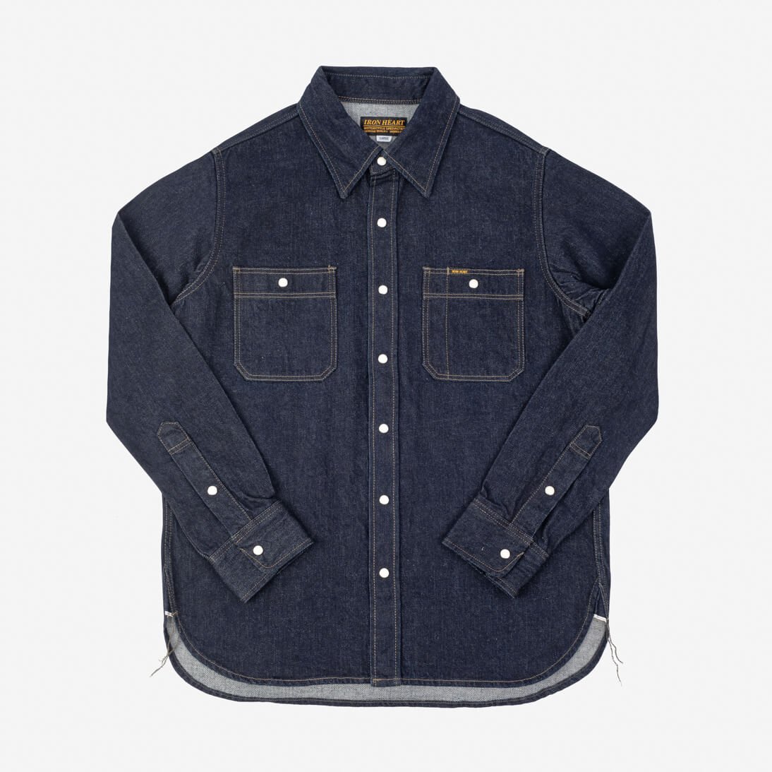 IHSH-326-IND 12oz Selvedge Denim Work Shirt With Snaps Indigo