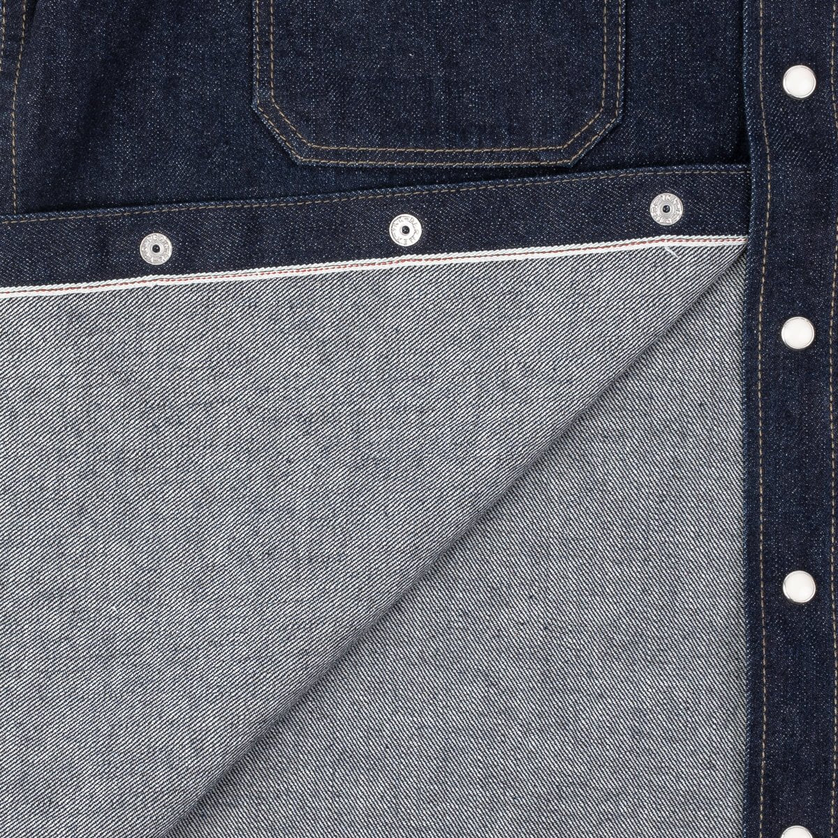 IHSH-326-IND 12oz Selvedge Denim Work Shirt With Snaps Indigo
