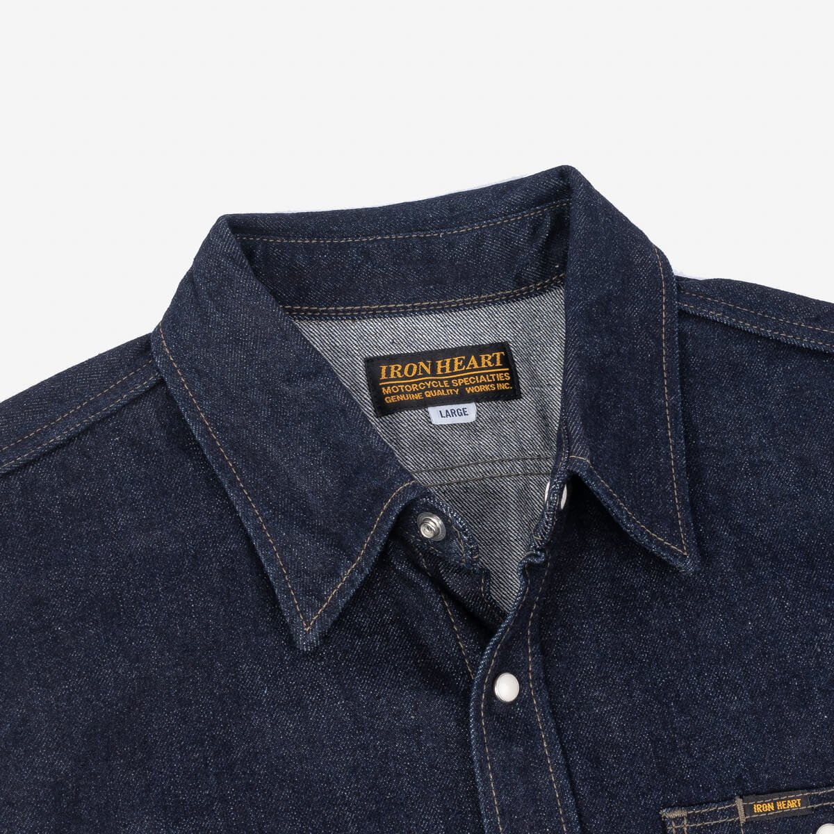 IHSH-326-IND 12oz Selvedge Denim Work Shirt With Snaps Indigo