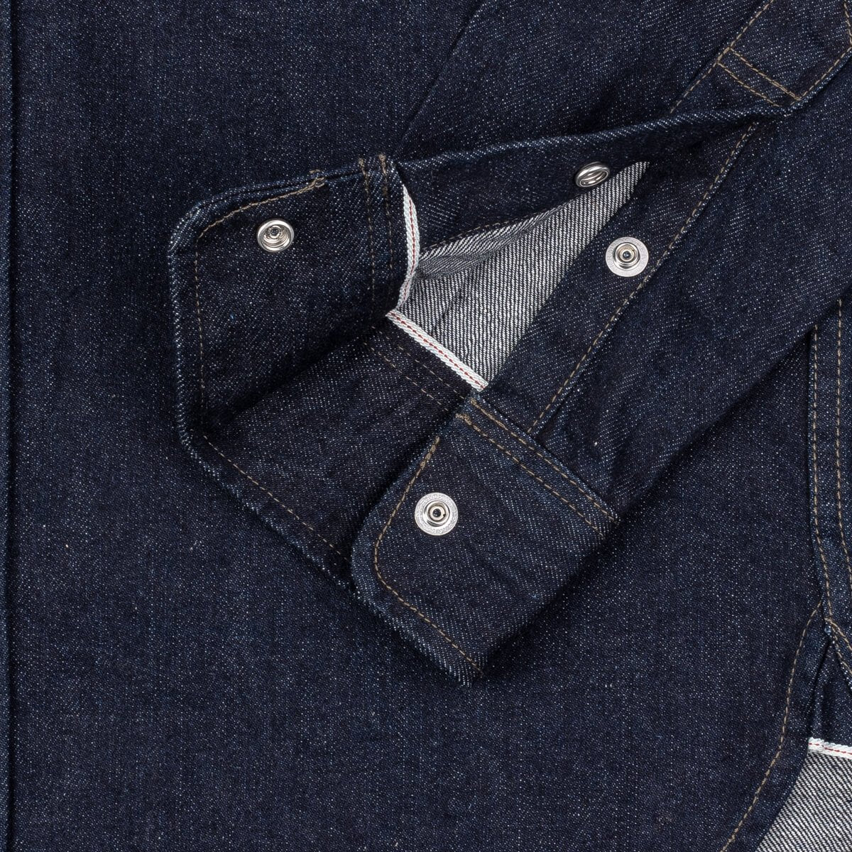 IHSH-326-IND 12oz Selvedge Denim Work Shirt With Snaps Indigo