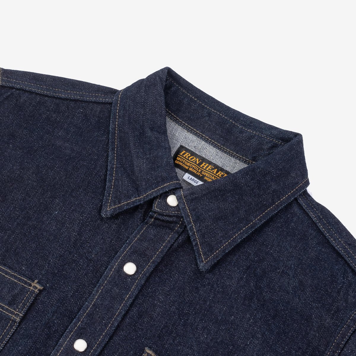 IHSH-326-IND 12oz Selvedge Denim Work Shirt With Snaps Indigo