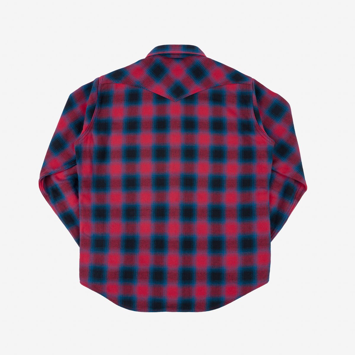 IHSH-373-RED Ultra Heavy Flannel Ombre Check Western Shirt Red