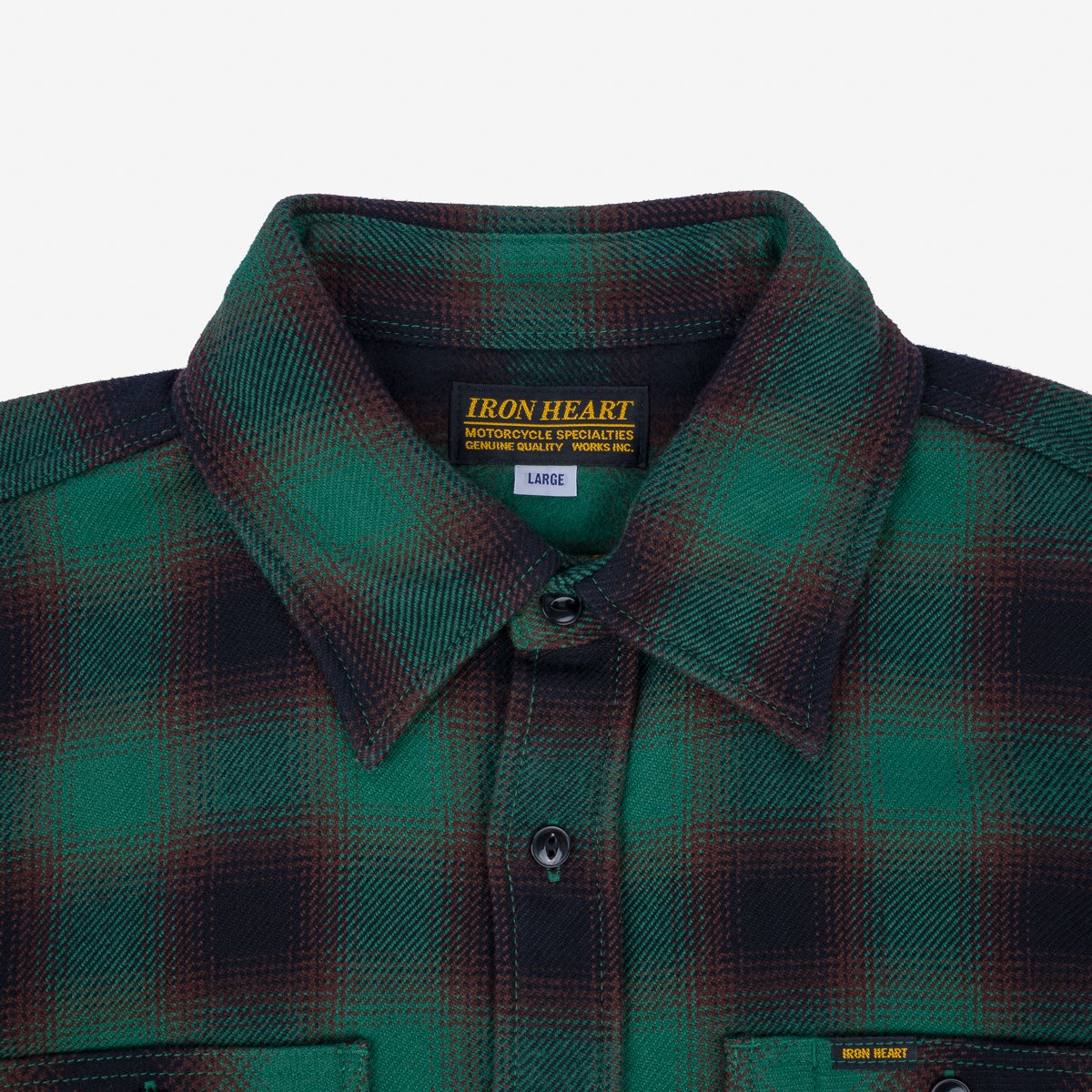 IHSH-379-GRN Ultra Heavy Heavy Flannel Ombre Work Shirt Green