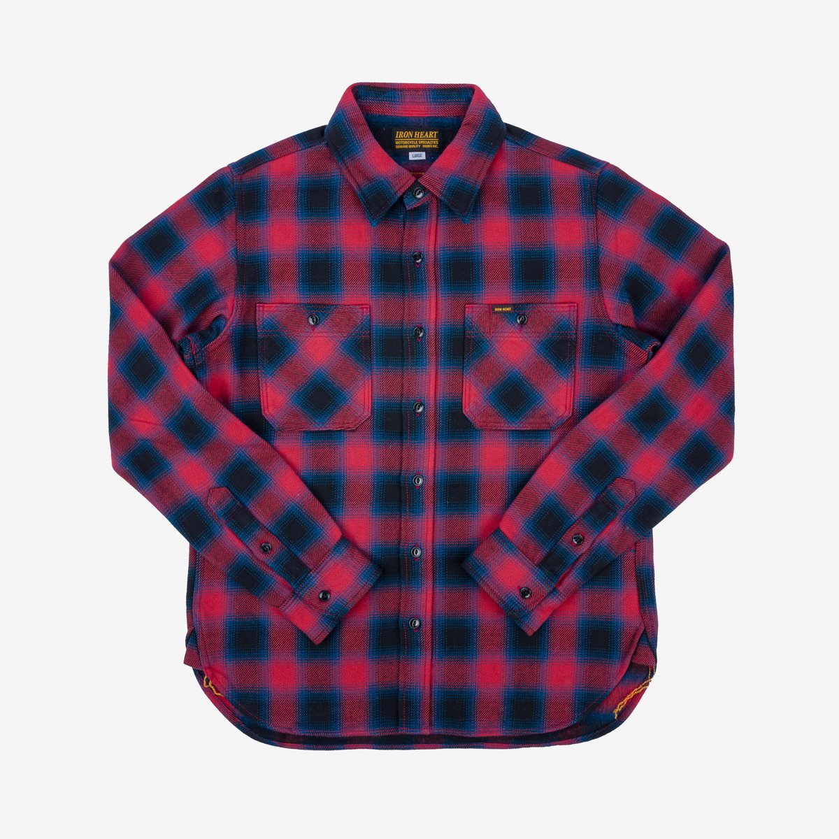 IHSH-379-RED Ultra Heavy Flannel Ombre Check Work Shirt Red