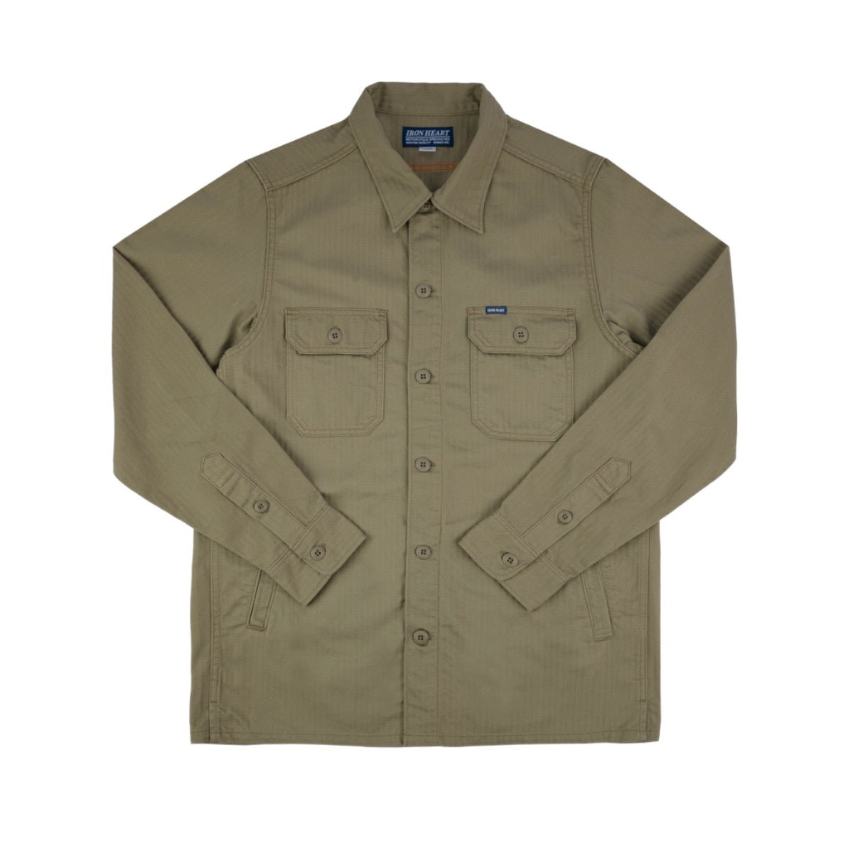 IHSH-385-BEI 9oz Herringbone Military Shirt Beige