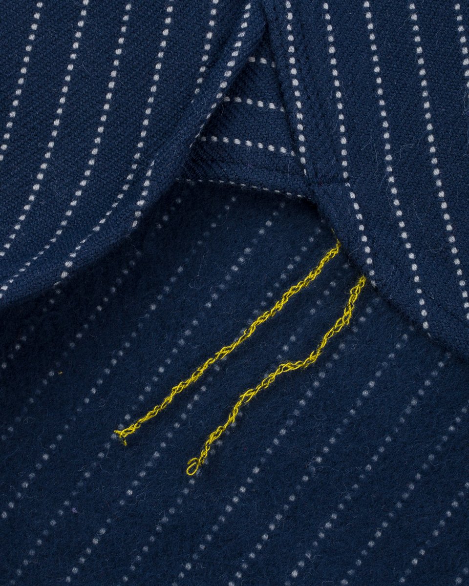 IHSH-402-NAV 12oz Ultra Heavy Flannel Chalk Stripe Work Shirt Navy