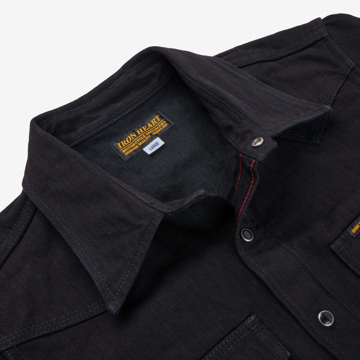 IHSH-410-BLK 14oz Herringbone CPO Western Shirt Black