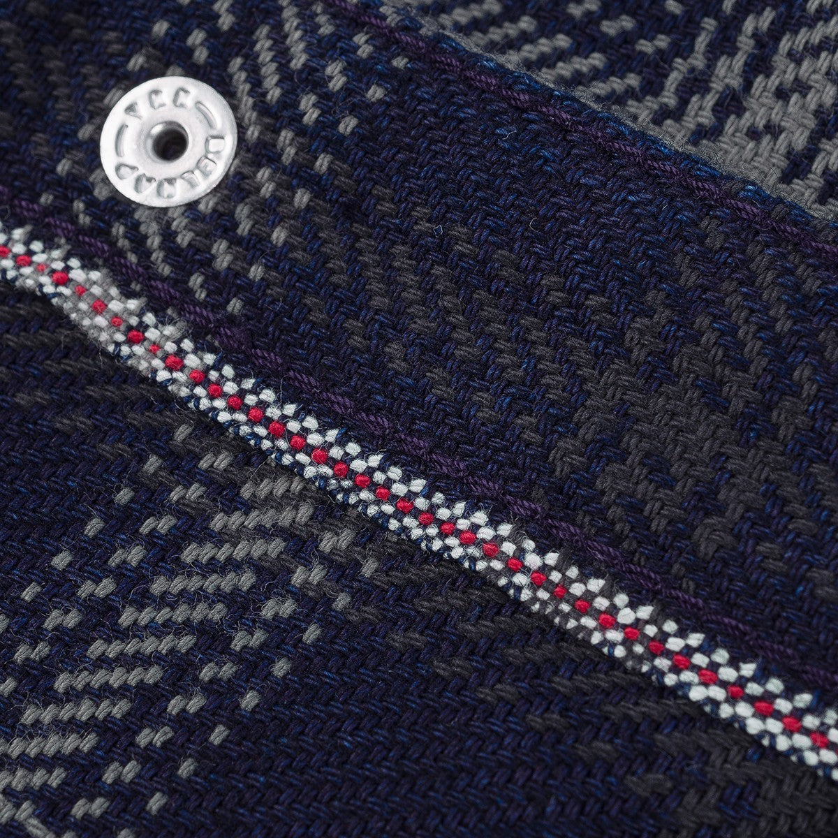 IHSH-411-BLK 9oz Selvedge Indigo Check Flannel Western Shirt Black