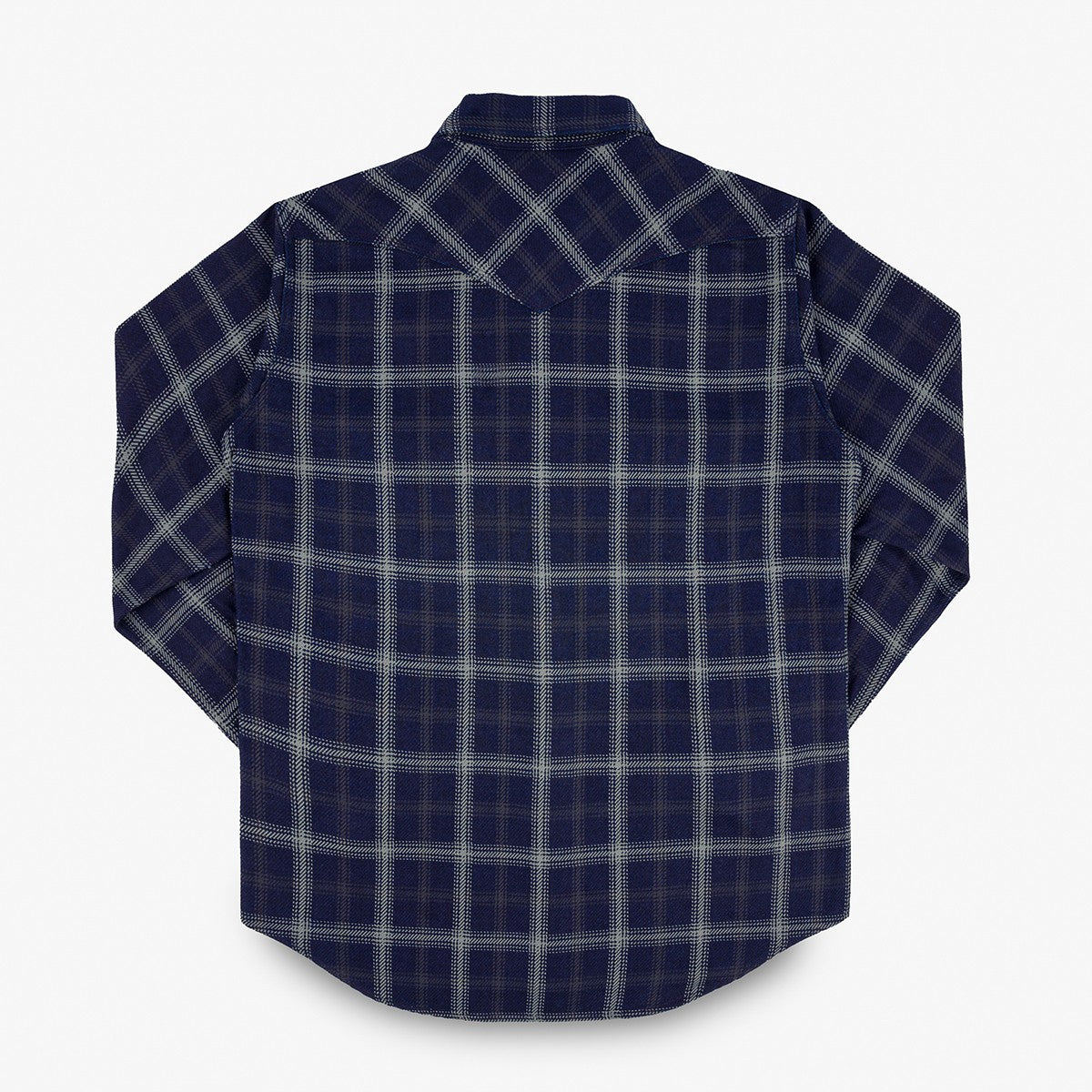 IHSH-411-BLK 9oz Selvedge Indigo Check Flannel Western Shirt Black