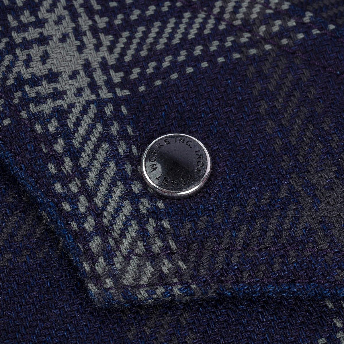 IHSH-411-BLK 9oz Selvedge Indigo Check Flannel Western Shirt Black