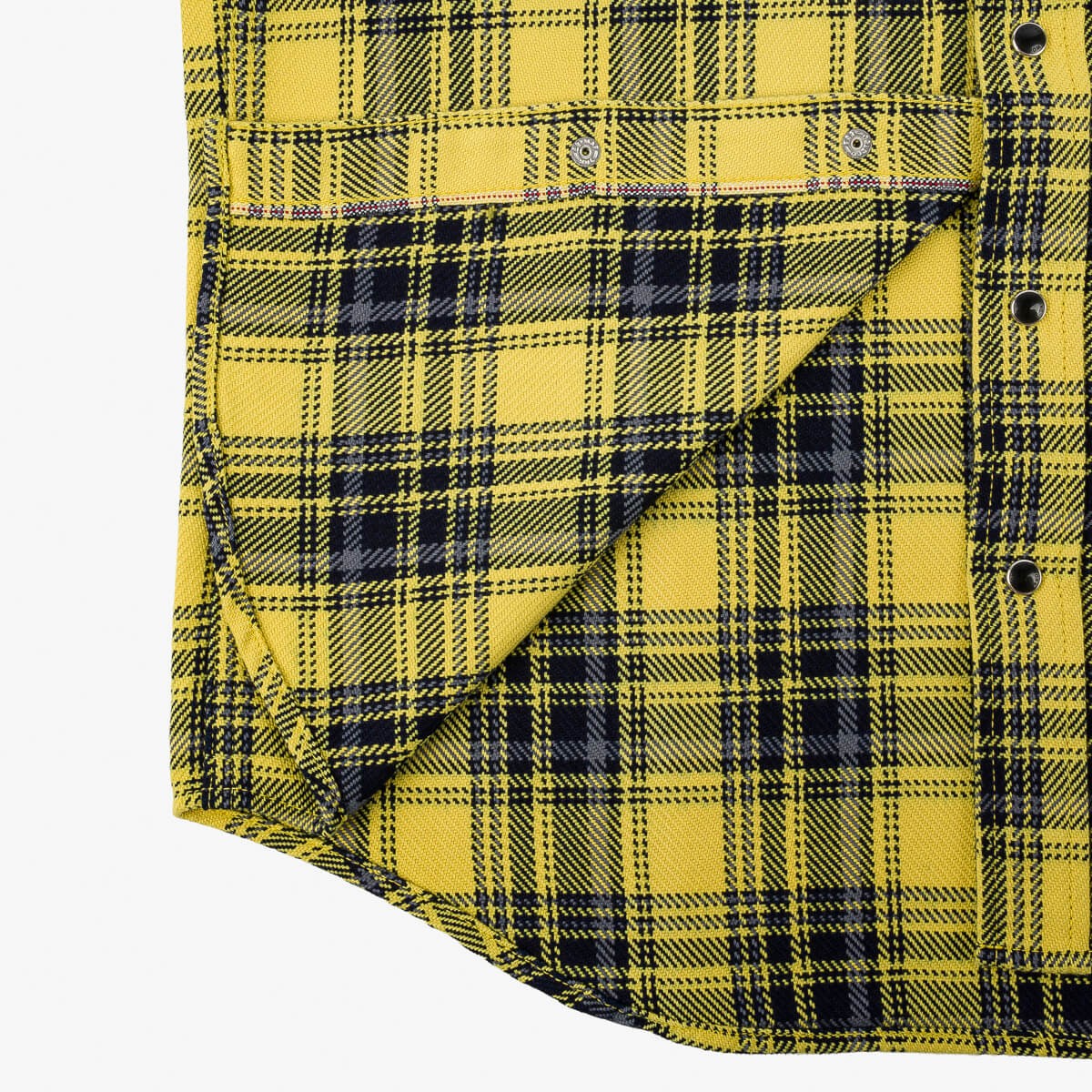 IHSH-411-YEL 9oz Selvedge Indigo Check Flannel Western Shirt Yellow