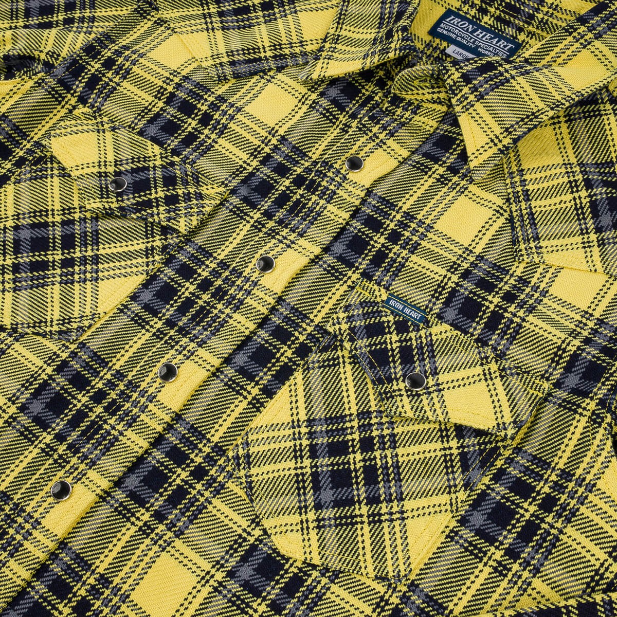 IHSH-411-YEL 9oz Selvedge Indigo Check Flannel Western Shirt Yellow