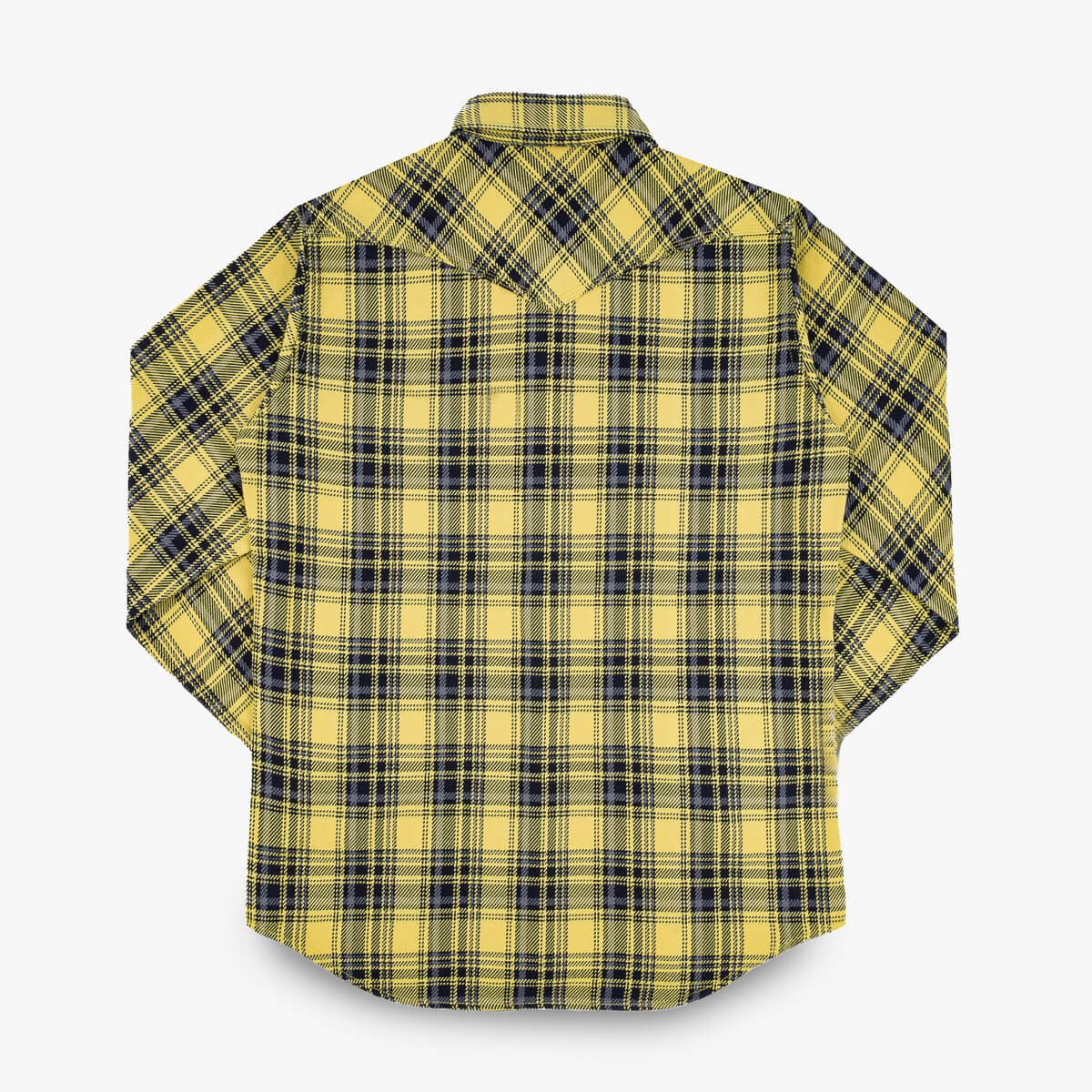 IHSH-411-YEL 9oz Selvedge Indigo Check Flannel Western Shirt Yellow