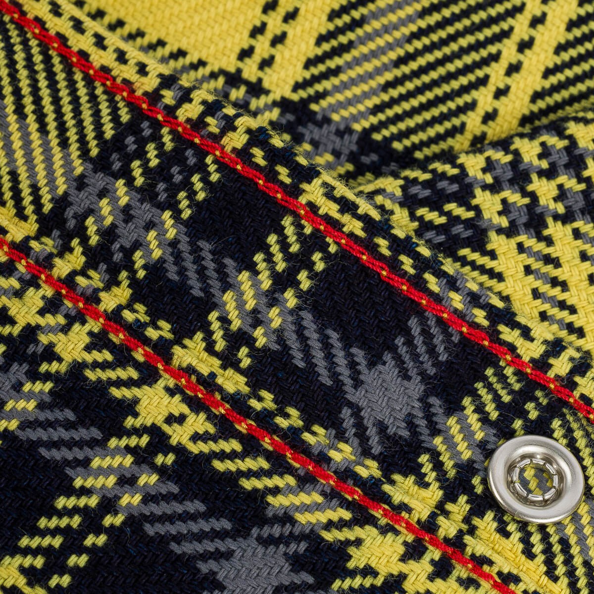 IHSH-411-YEL 9oz Selvedge Indigo Check Flannel Western Shirt Yellow