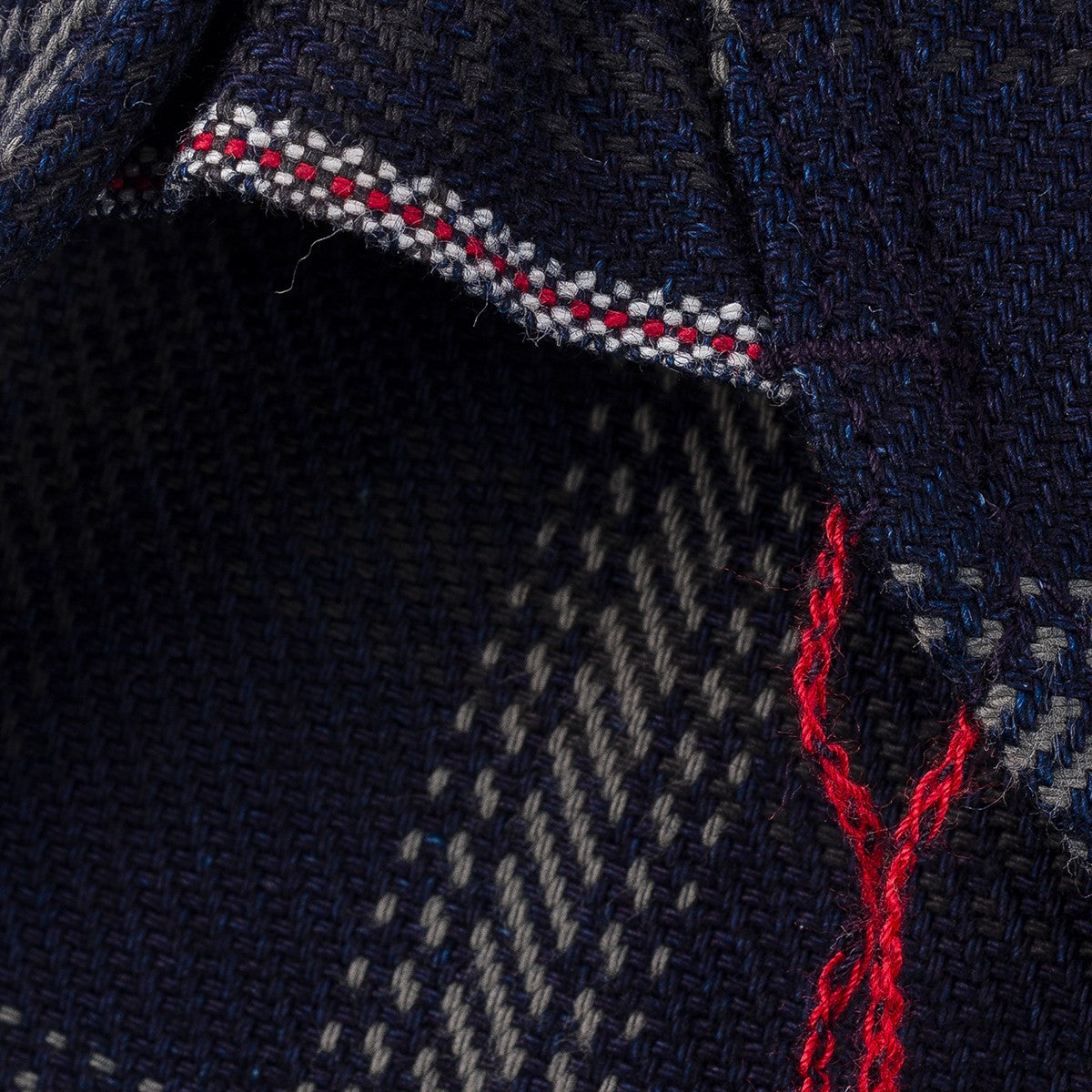 IHSH-412-BLK 9oz Selvedge Indigo Check Flannel Work Shirt Black