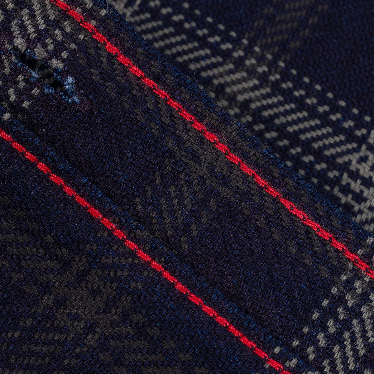 IHSH-412-BLK 9oz Selvedge Indigo Check Flannel Work Shirt Black