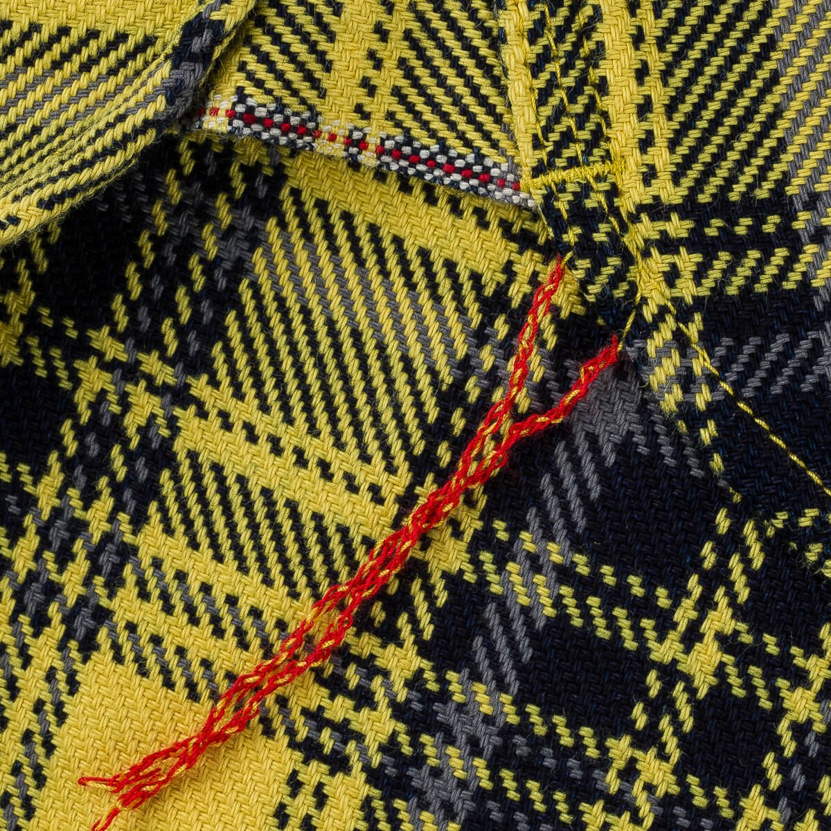 IHSH-412-YEL 9oz Selvedge Indigo Check Flannel Work Shirt Yellow