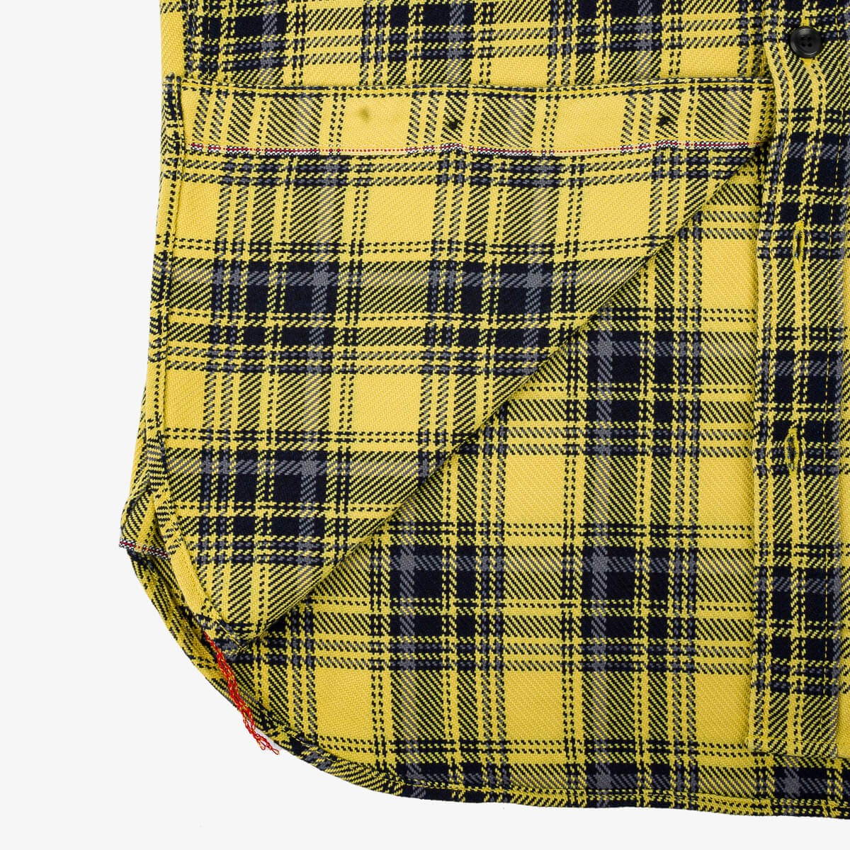 IHSH-412-YEL 9oz Selvedge Indigo Check Flannel Work Shirt Yellow