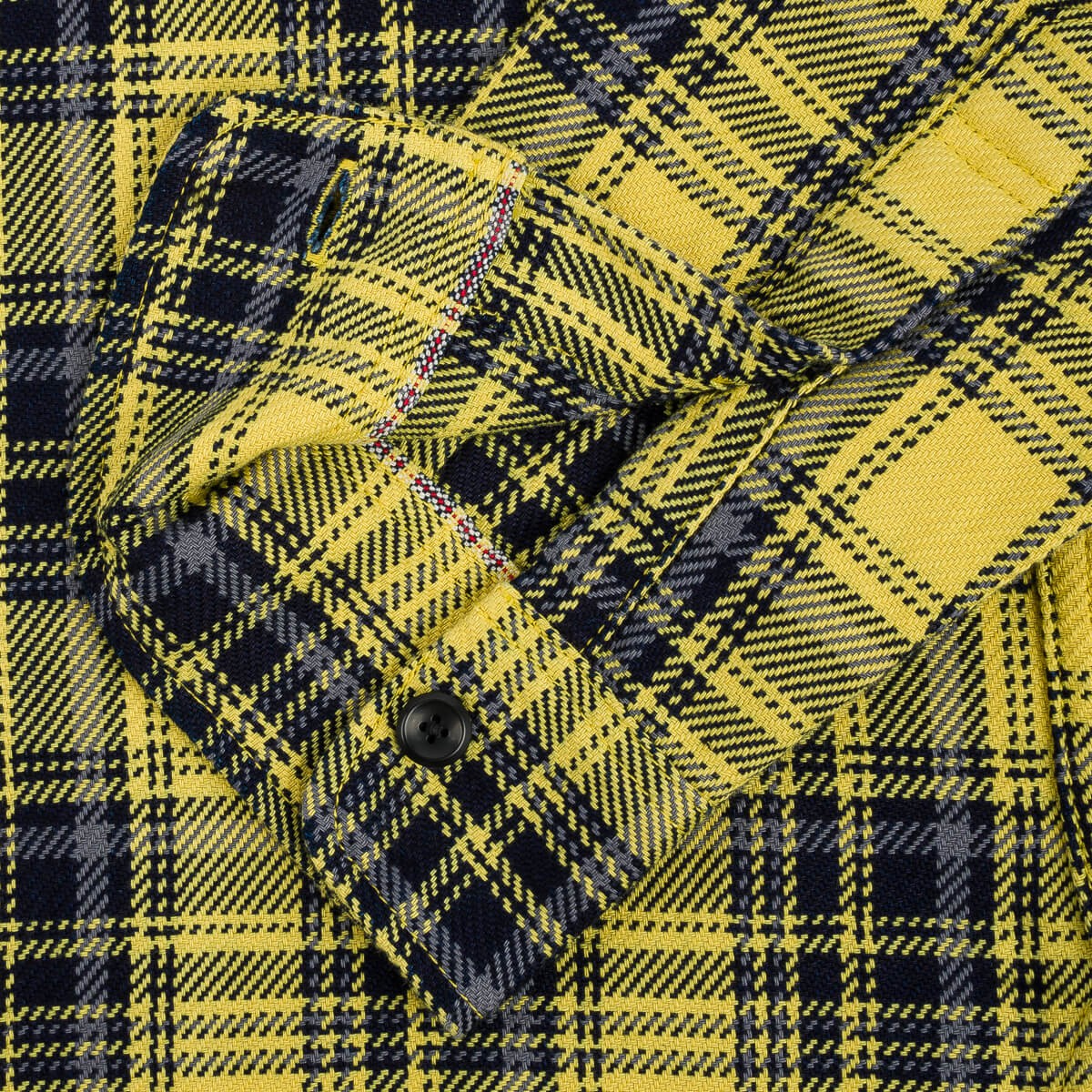 IHSH-412-YEL 9oz Selvedge Indigo Check Flannel Work Shirt Yellow