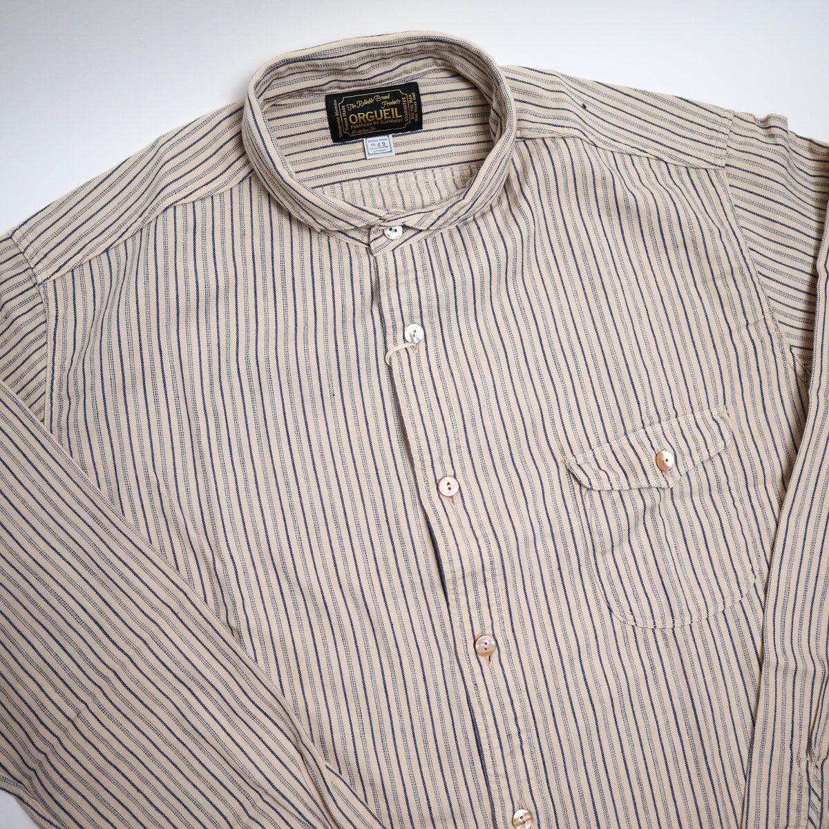 OR-5007E Shawl Collar Shirt Ecru Stripe
