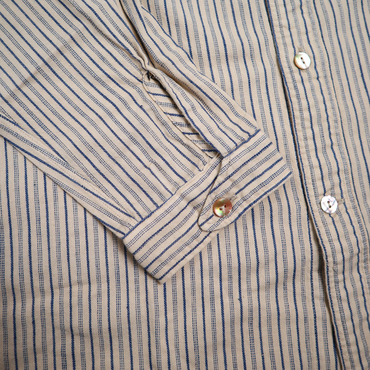 OR-5007E Shawl Collar Shirt Ecru Stripe