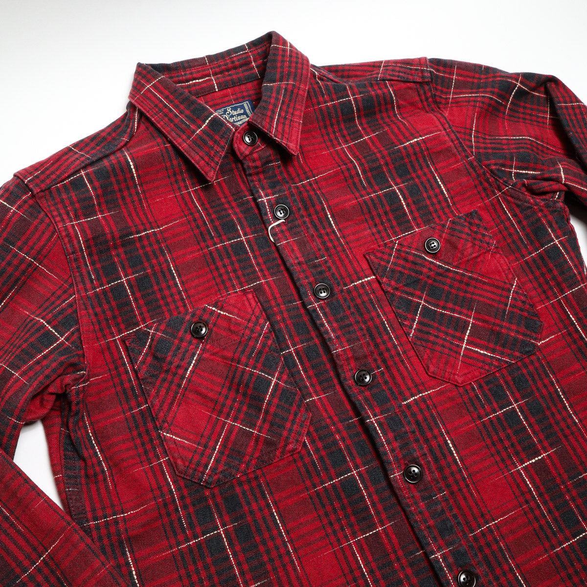 5698 "Midare Kasuri" Heavyweight Check Shirt Red