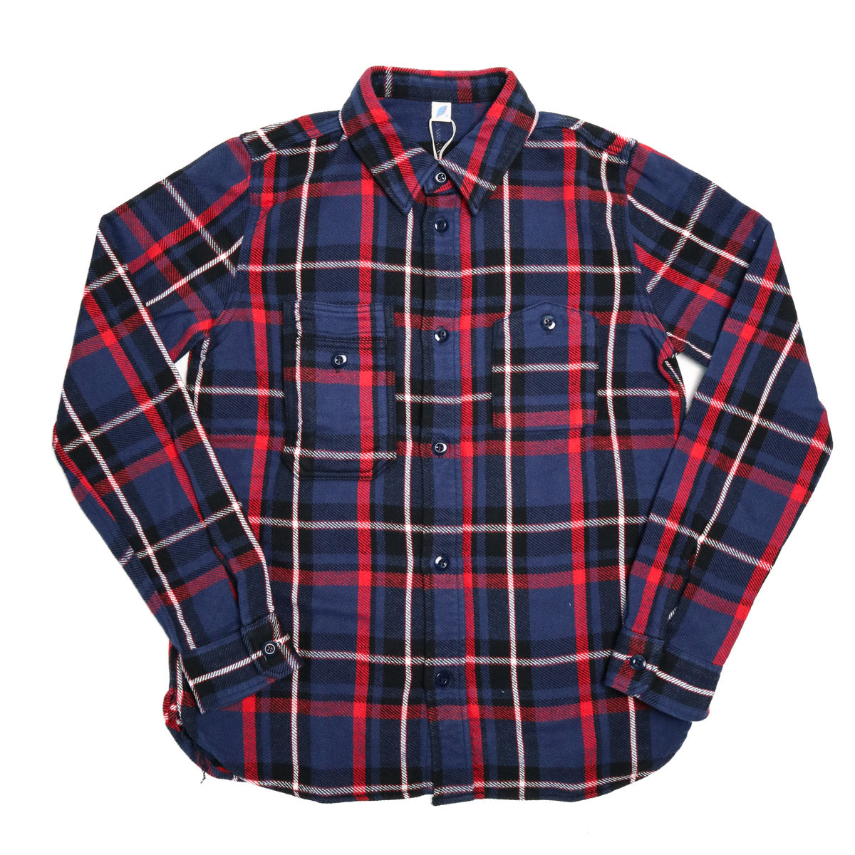 2222-NV Raised Surface Check Double Pocket Shirt Navy