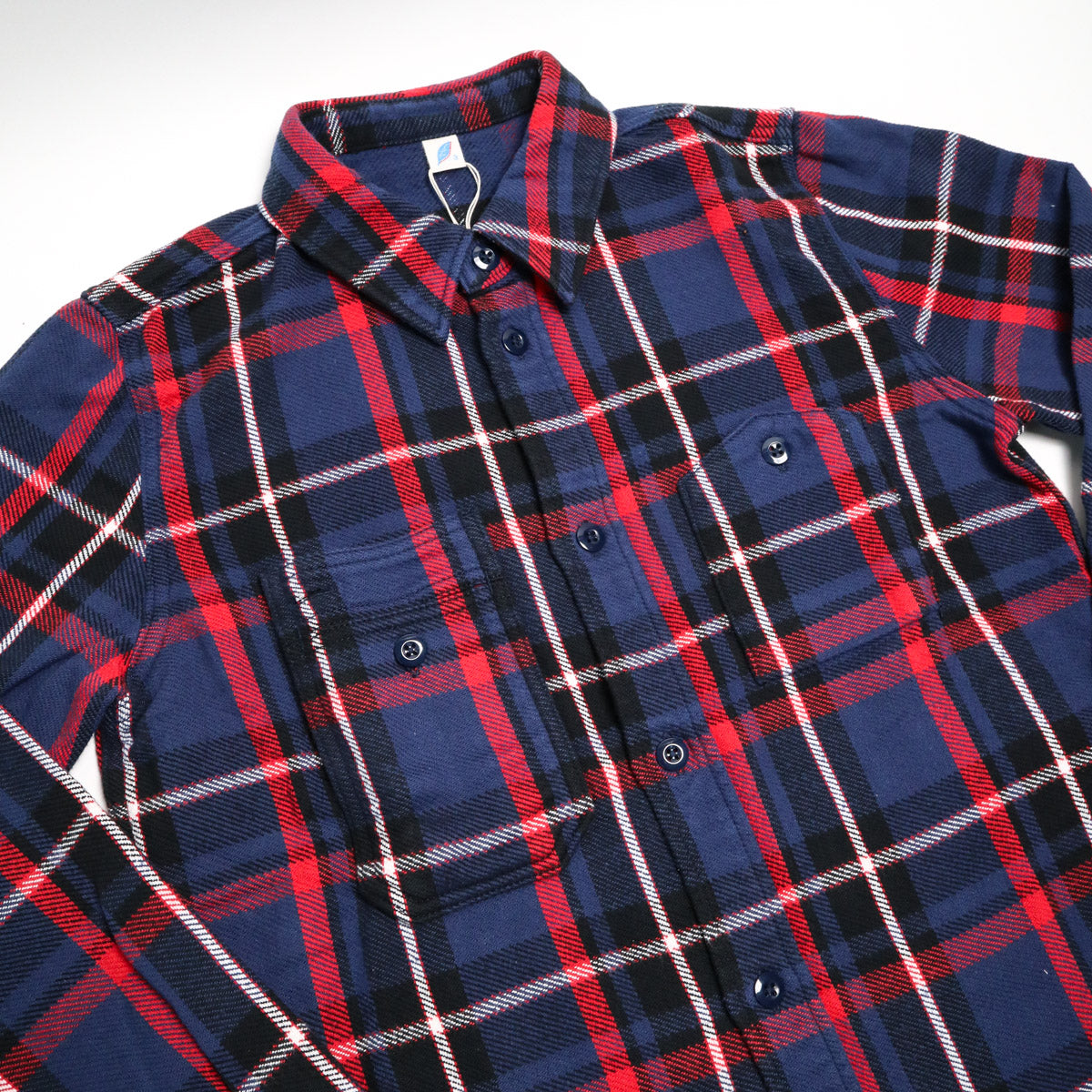 2222-NV Raised Surface Check Double Pocket Shirt Navy