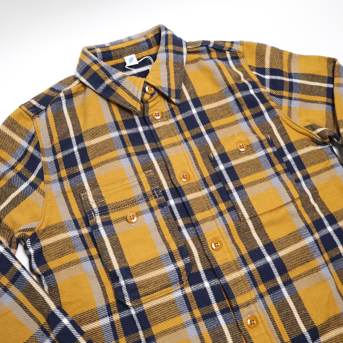 2222-CA Raised Surface Check Double Pocket Shirt Camel